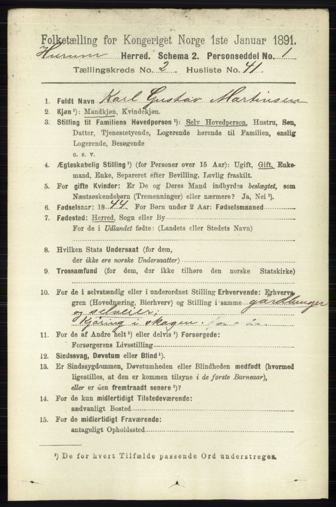 RA, 1891 census for 0628 Hurum, 1891, p. 721