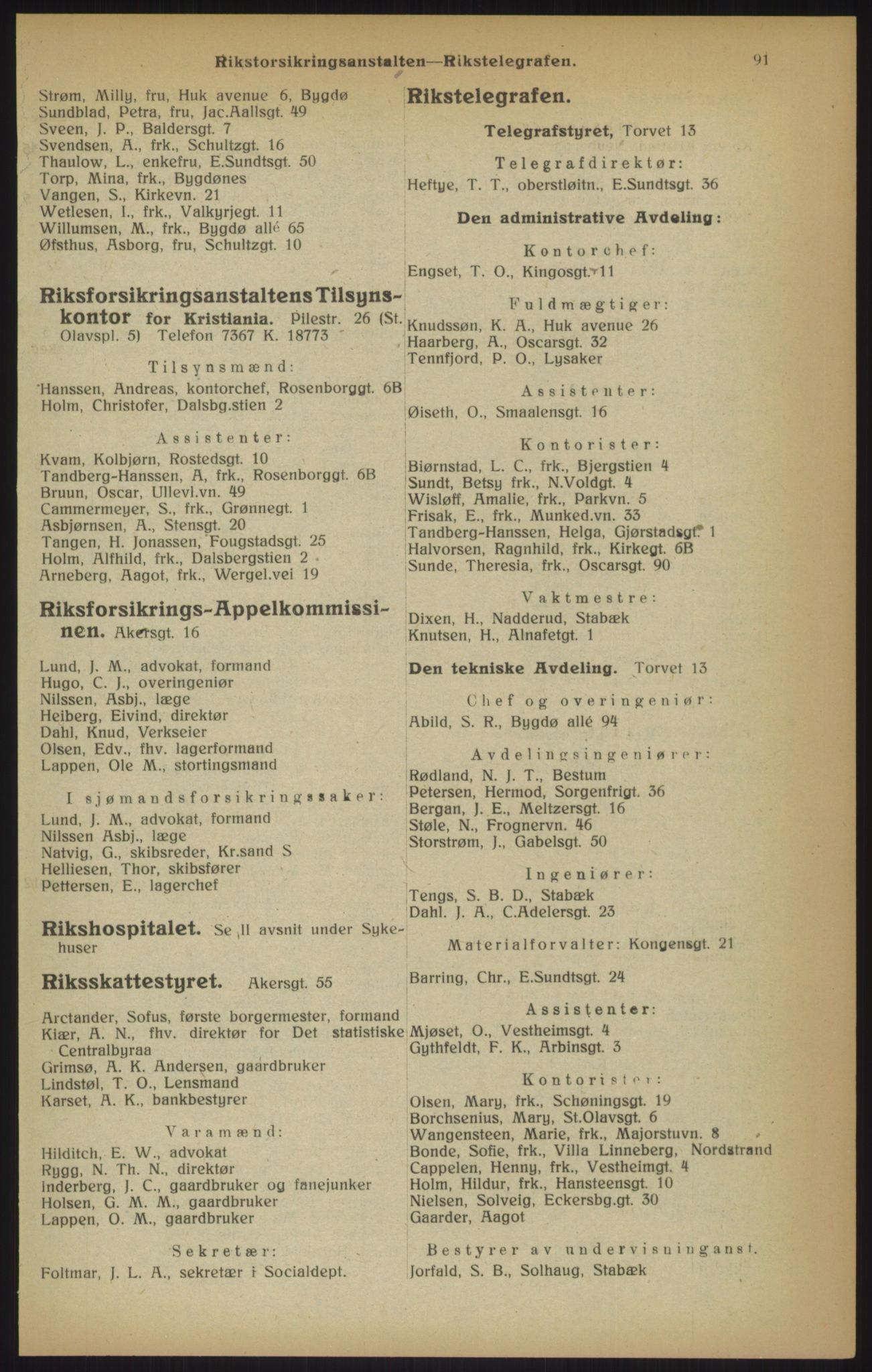 Kristiania/Oslo adressebok, PUBL/-, 1915, p. 91