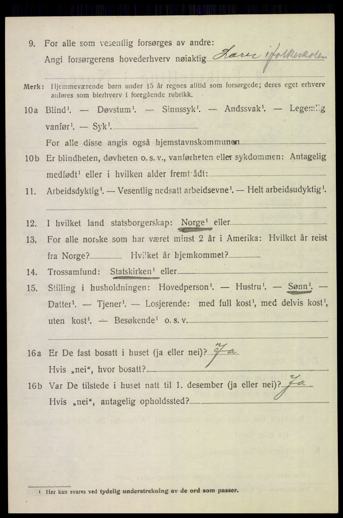 SAH, 1920 census for Ytre Rendal, 1920, p. 2040