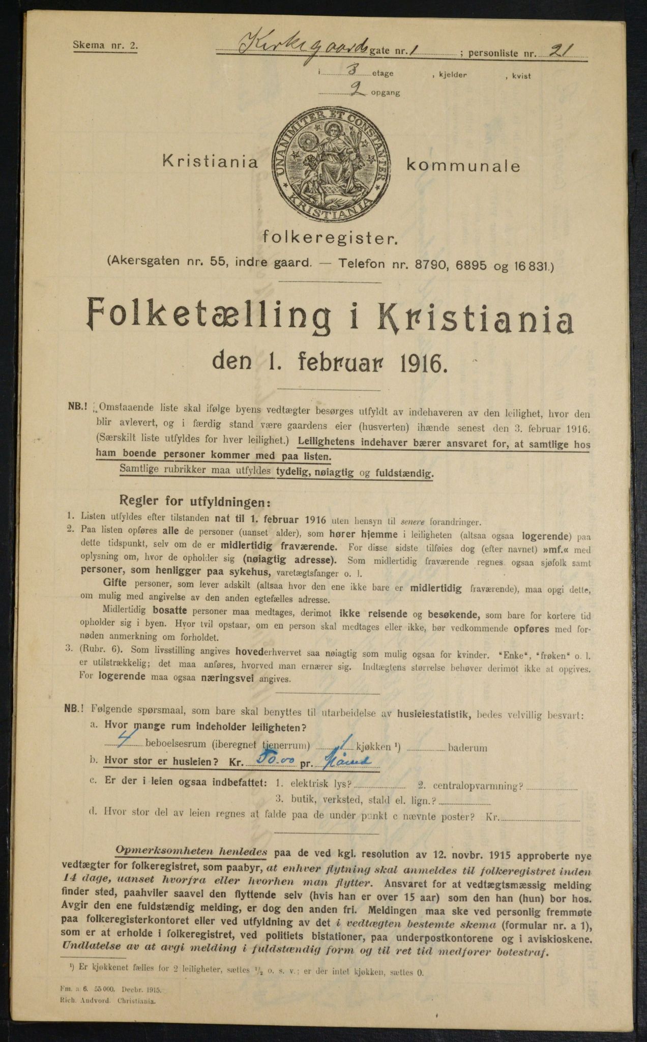 OBA, Municipal Census 1916 for Kristiania, 1916, p. 51061