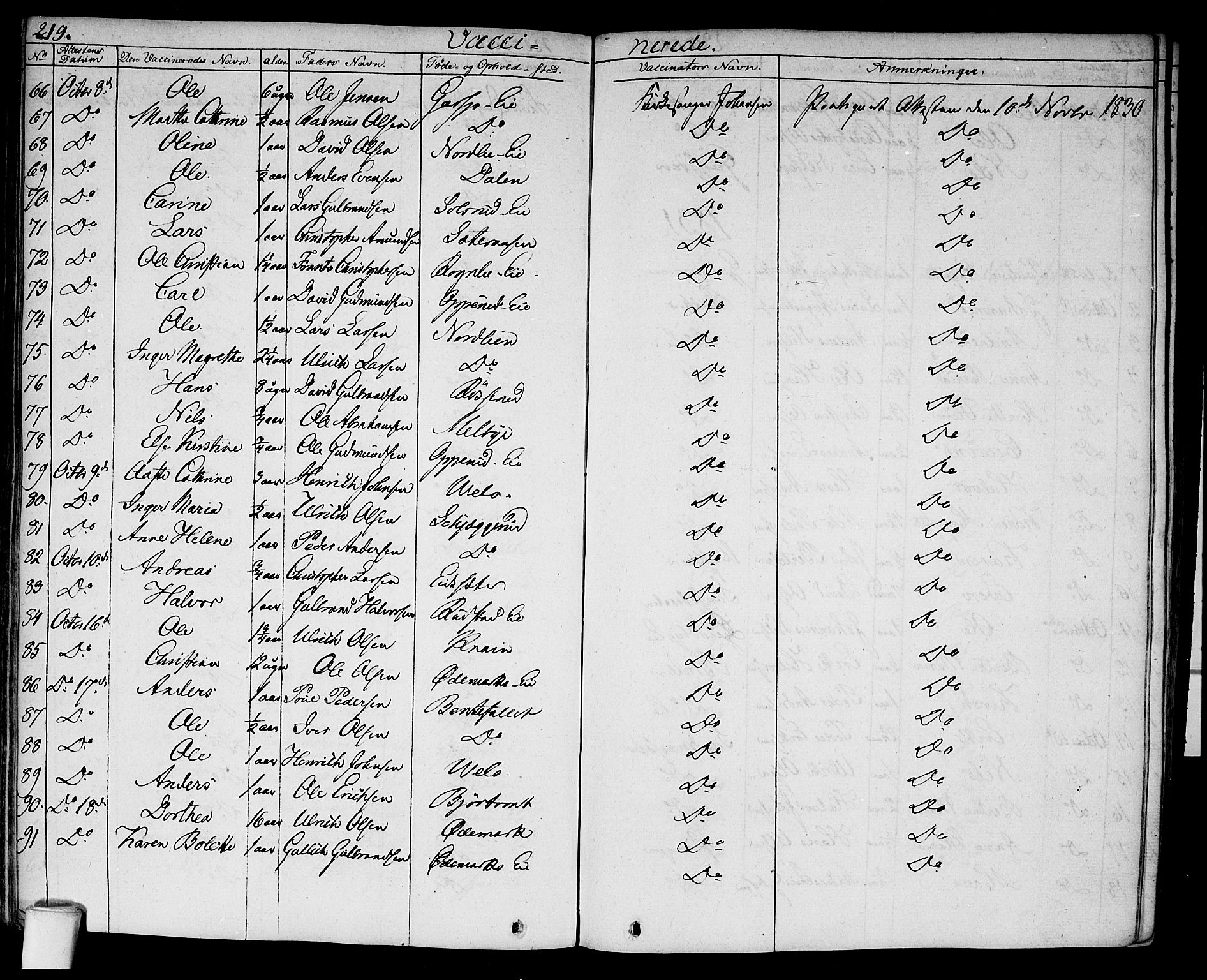 Hurdal prestekontor Kirkebøker, AV/SAO-A-10889/F/Fa/L0004: Parish register (official) no. I 4, 1828-1845, p. 219