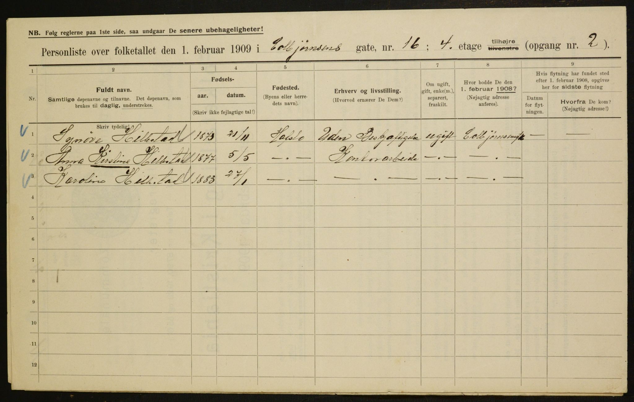 OBA, Municipal Census 1909 for Kristiania, 1909, p. 11811