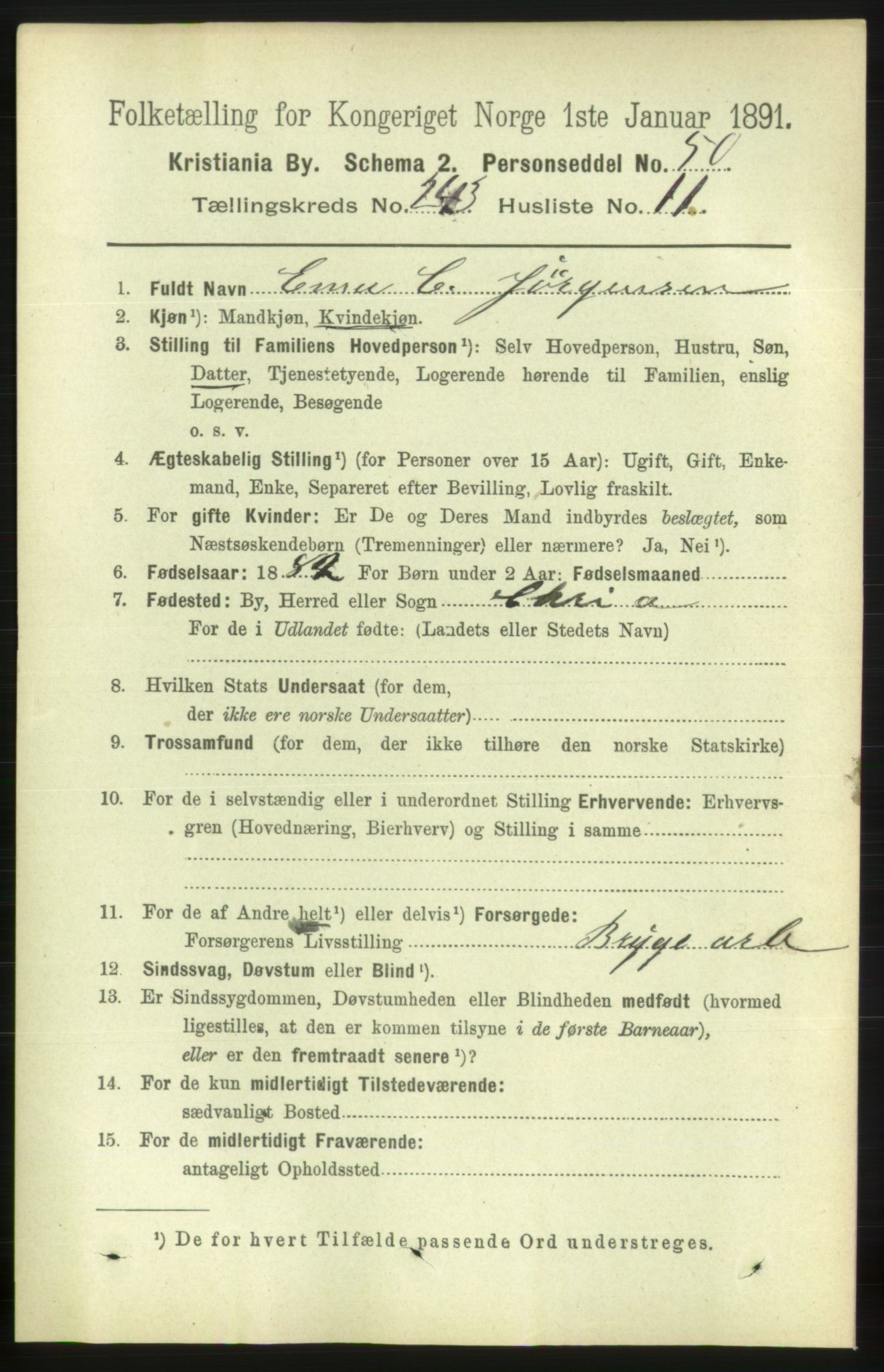 RA, 1891 census for 0301 Kristiania, 1891, p. 148033