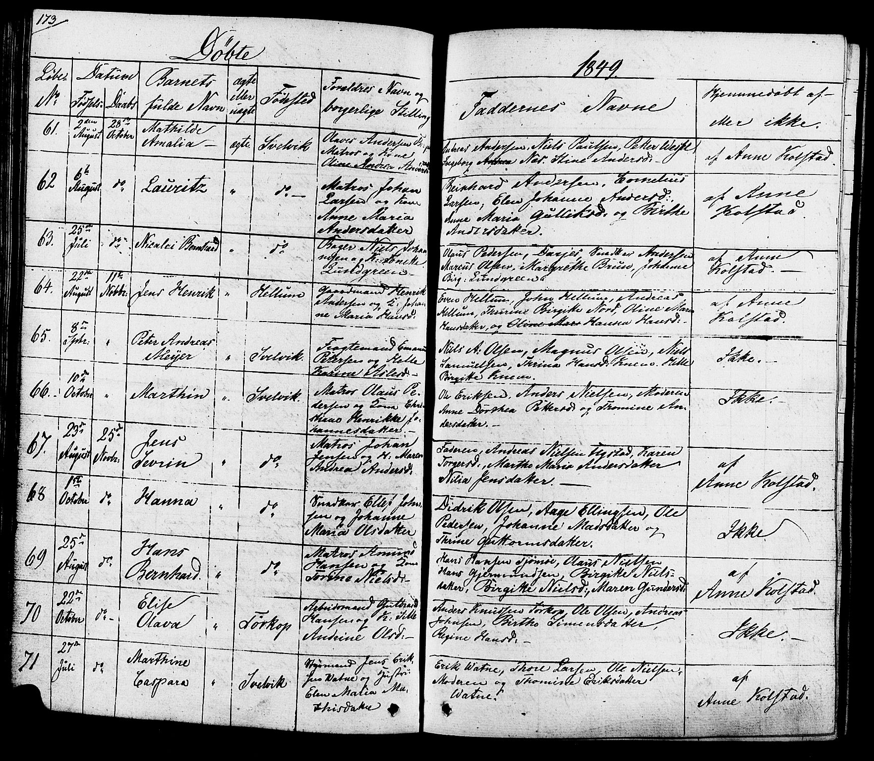 Hurum kirkebøker, AV/SAKO-A-229/G/Ga/L0002: Parish register (copy) no. I 2, 1827-1857, p. 173