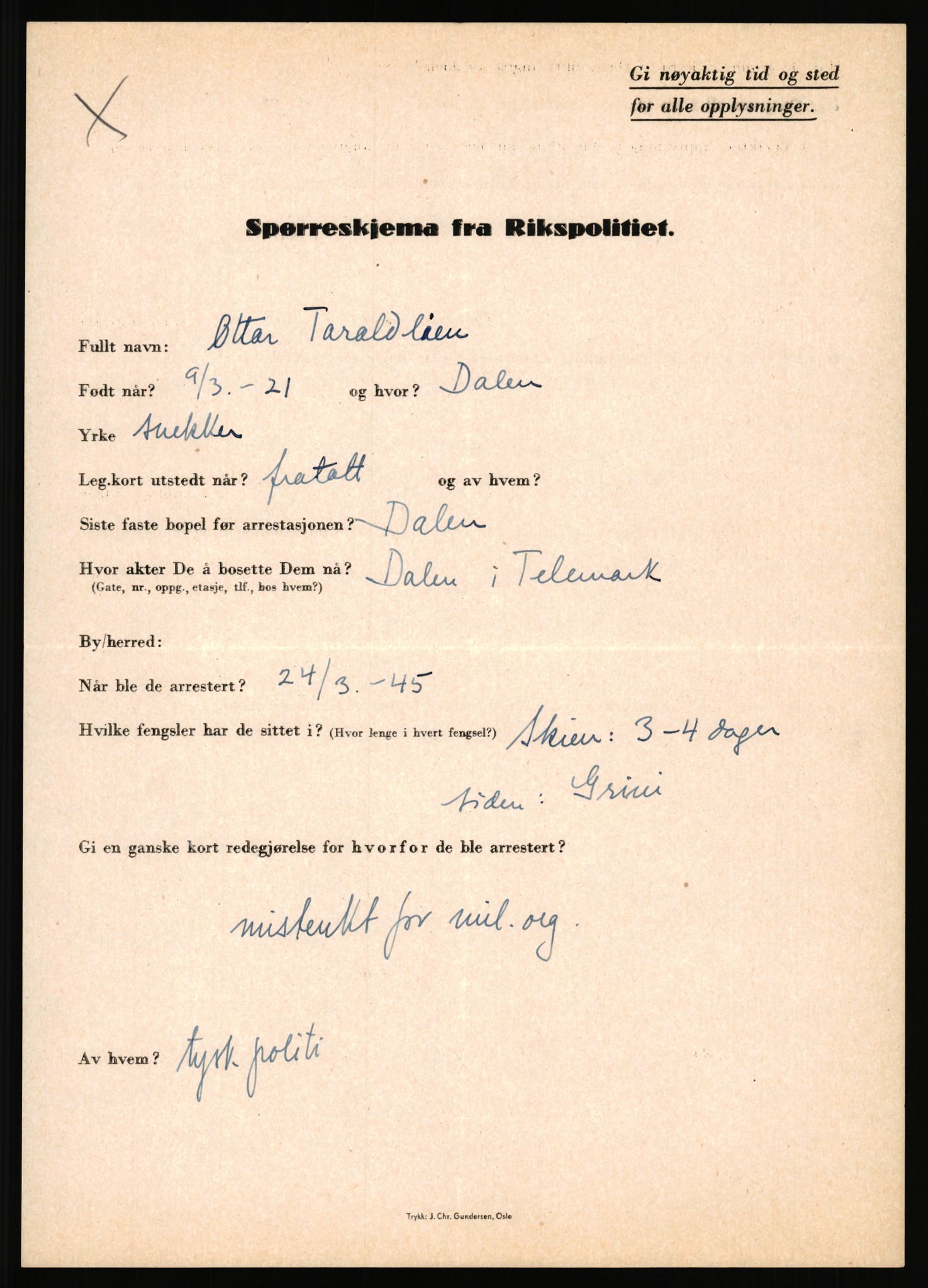 Rikspolitisjefen, AV/RA-S-1560/L/L0016: Sti, Lauritz - Tettum, Karl August, 1940-1945, p. 1015