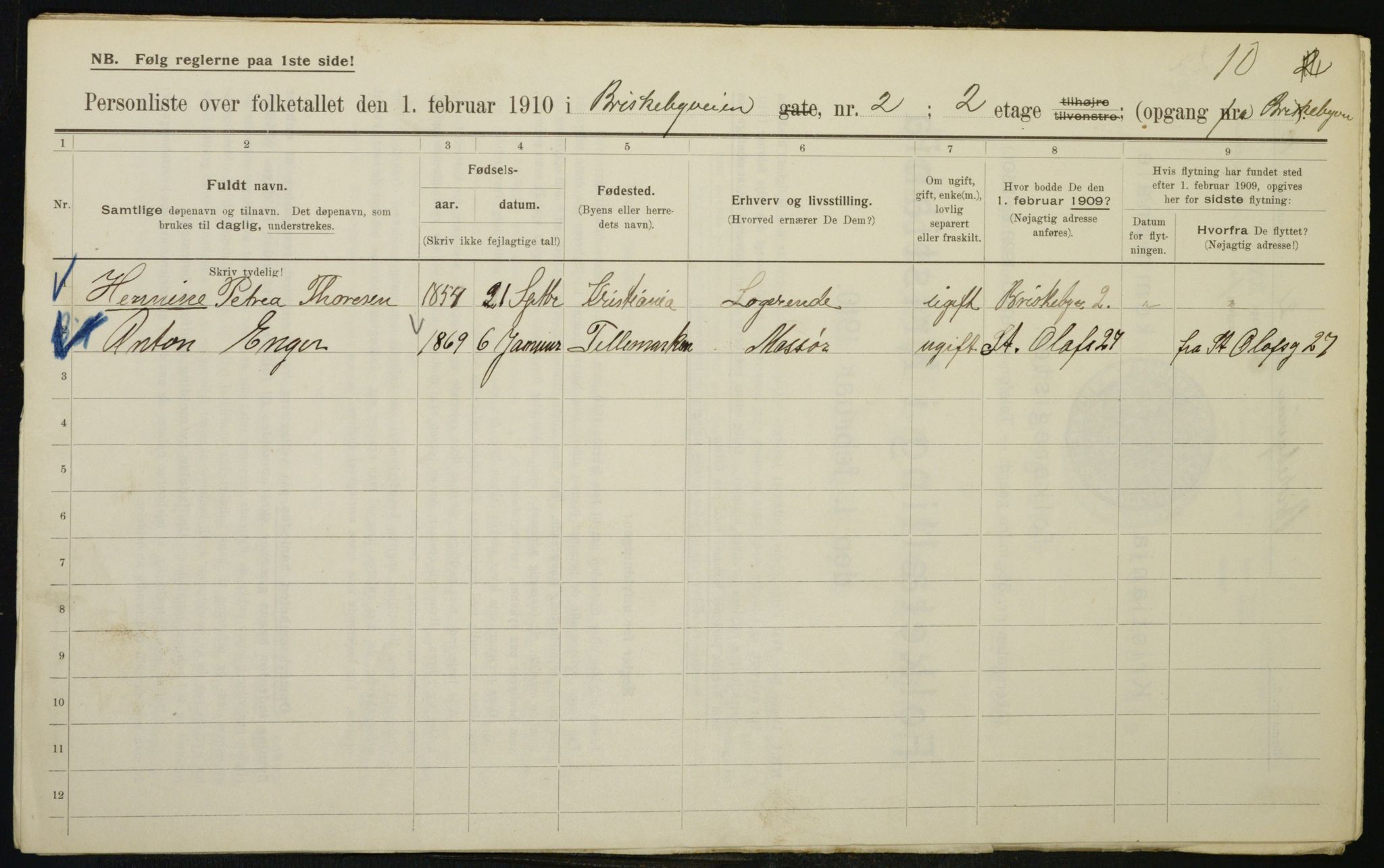 OBA, Municipal Census 1910 for Kristiania, 1910, p. 8824