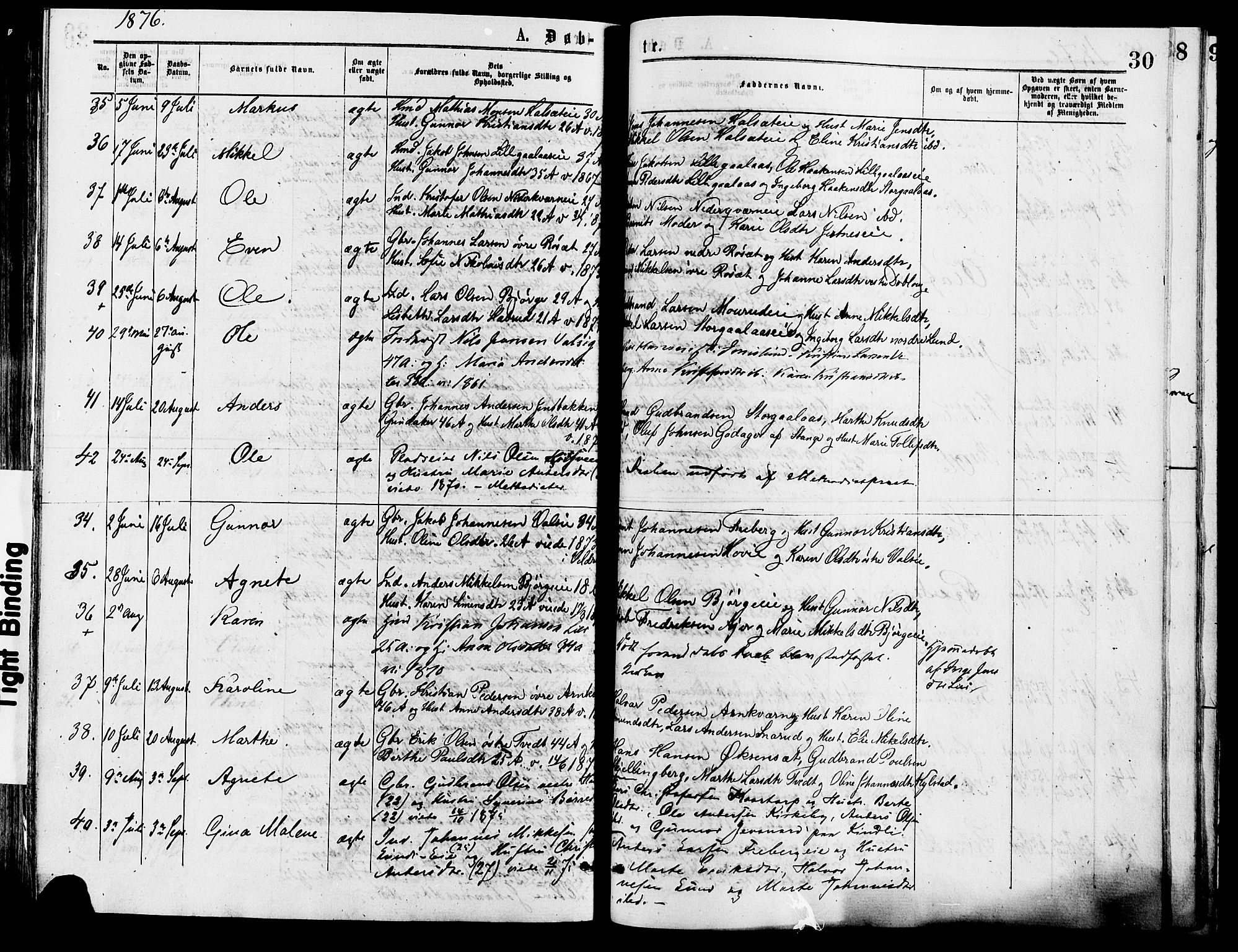 Vang prestekontor, Hedmark, AV/SAH-PREST-008/H/Ha/Haa/L0013: Parish register (official) no. 13, 1855-1879, p. 30