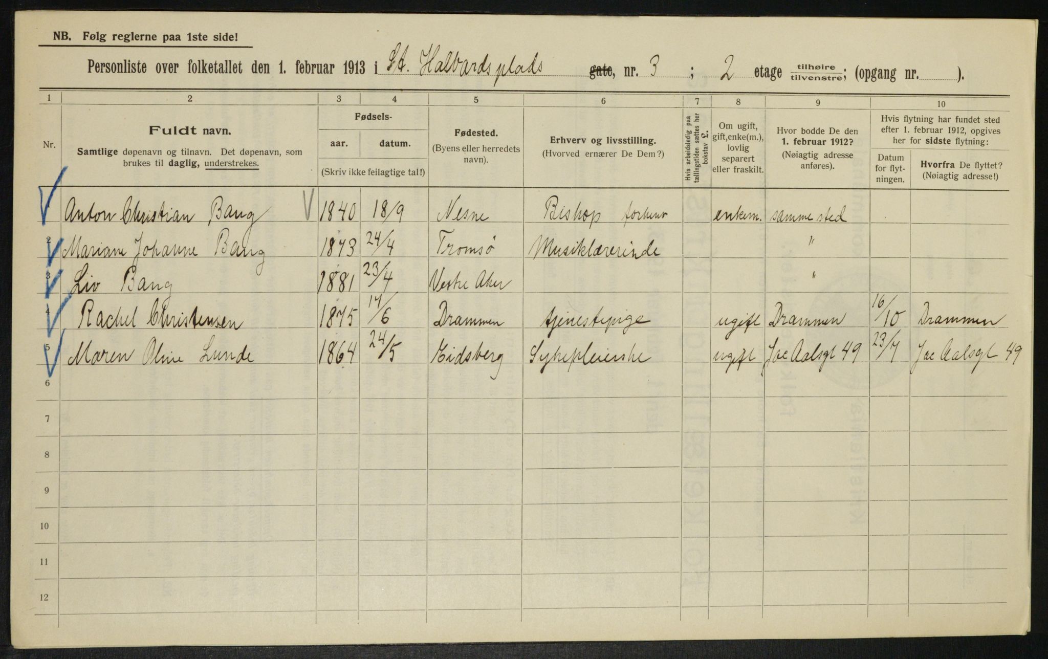 OBA, Municipal Census 1913 for Kristiania, 1913, p. 87946