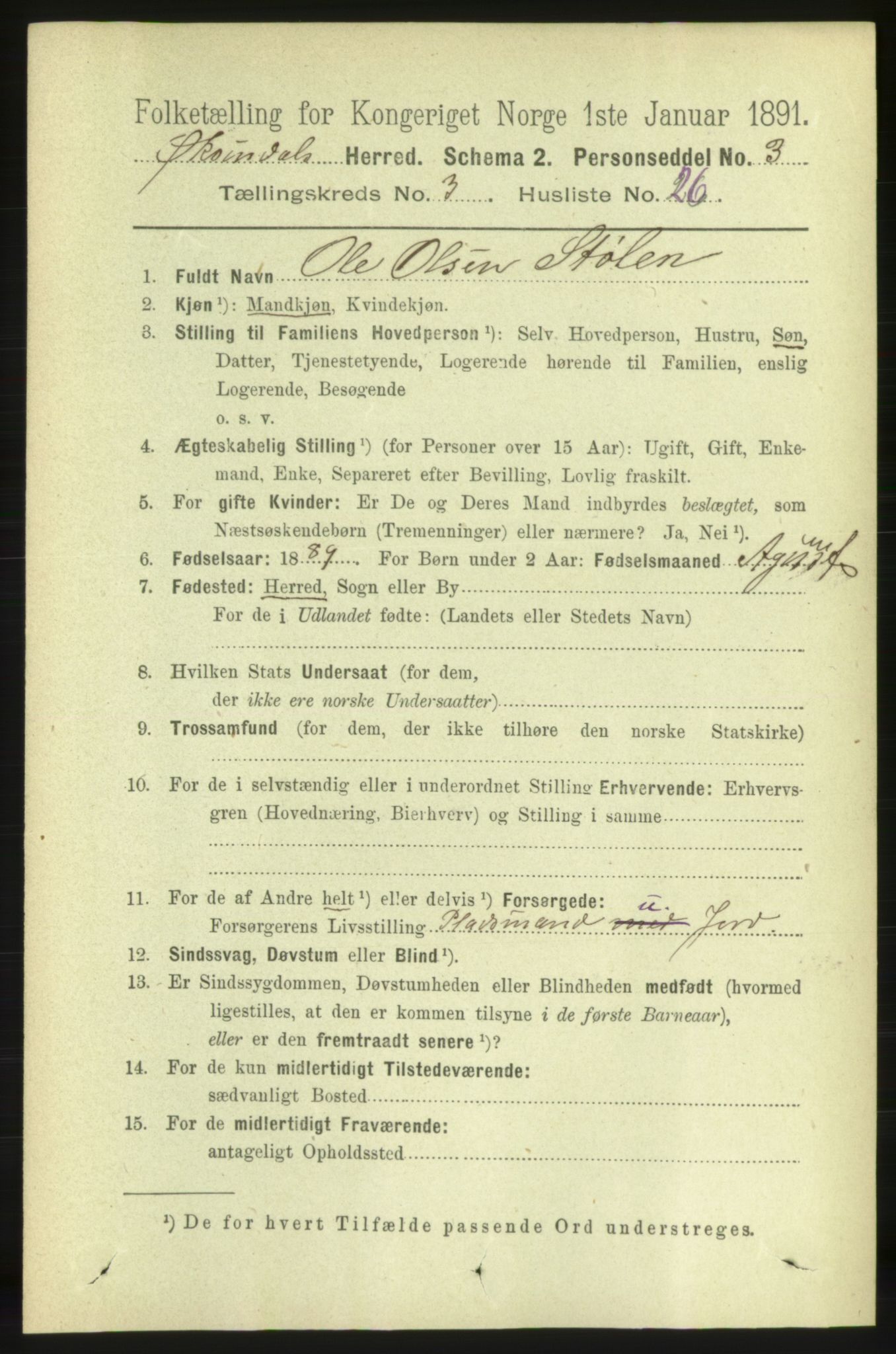 RA, 1891 census for 1561 Øksendal, 1891, p. 799