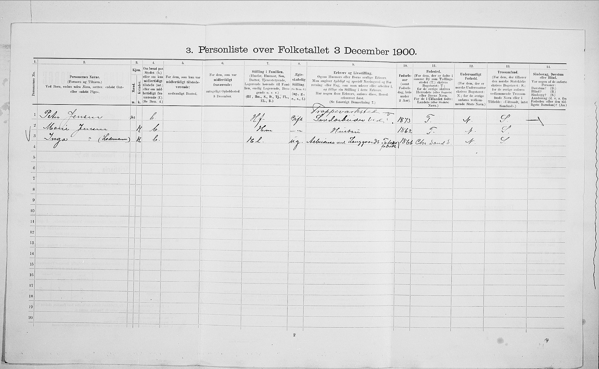SAO, 1900 census for Kristiania, 1900, p. 71596