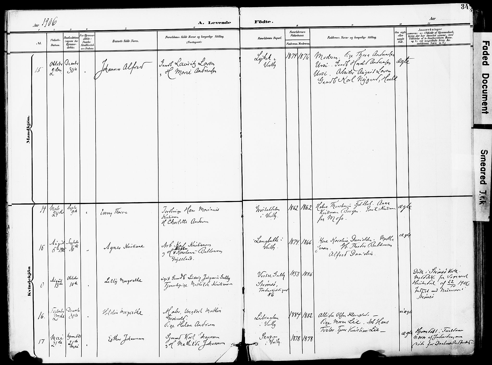 Vestby prestekontor Kirkebøker, AV/SAO-A-10893/F/Fa/L0010: Parish register (official) no. I 10, 1900-1926, p. 34