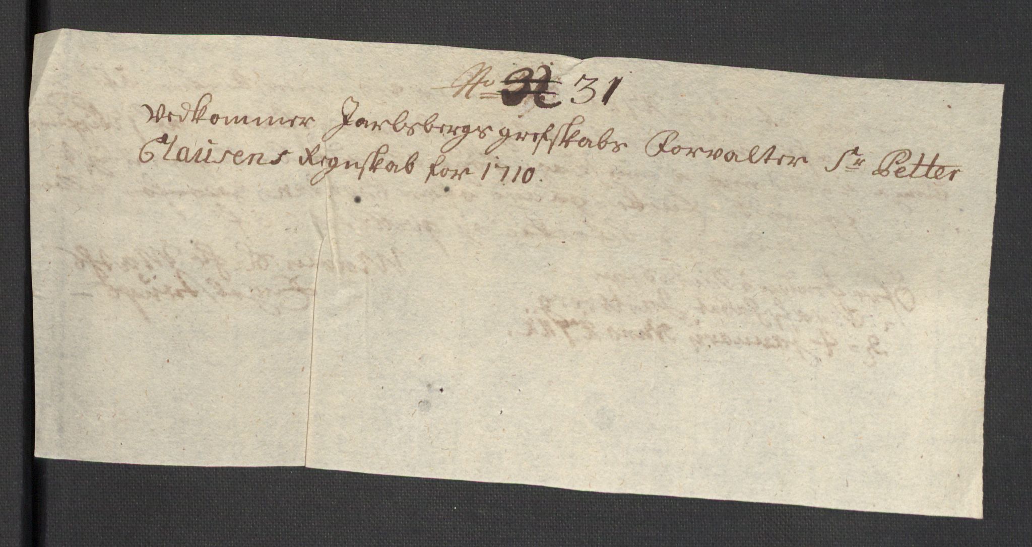 Rentekammeret inntil 1814, Reviderte regnskaper, Fogderegnskap, AV/RA-EA-4092/R32/L1875: Fogderegnskap Jarlsberg grevskap, 1710, p. 343