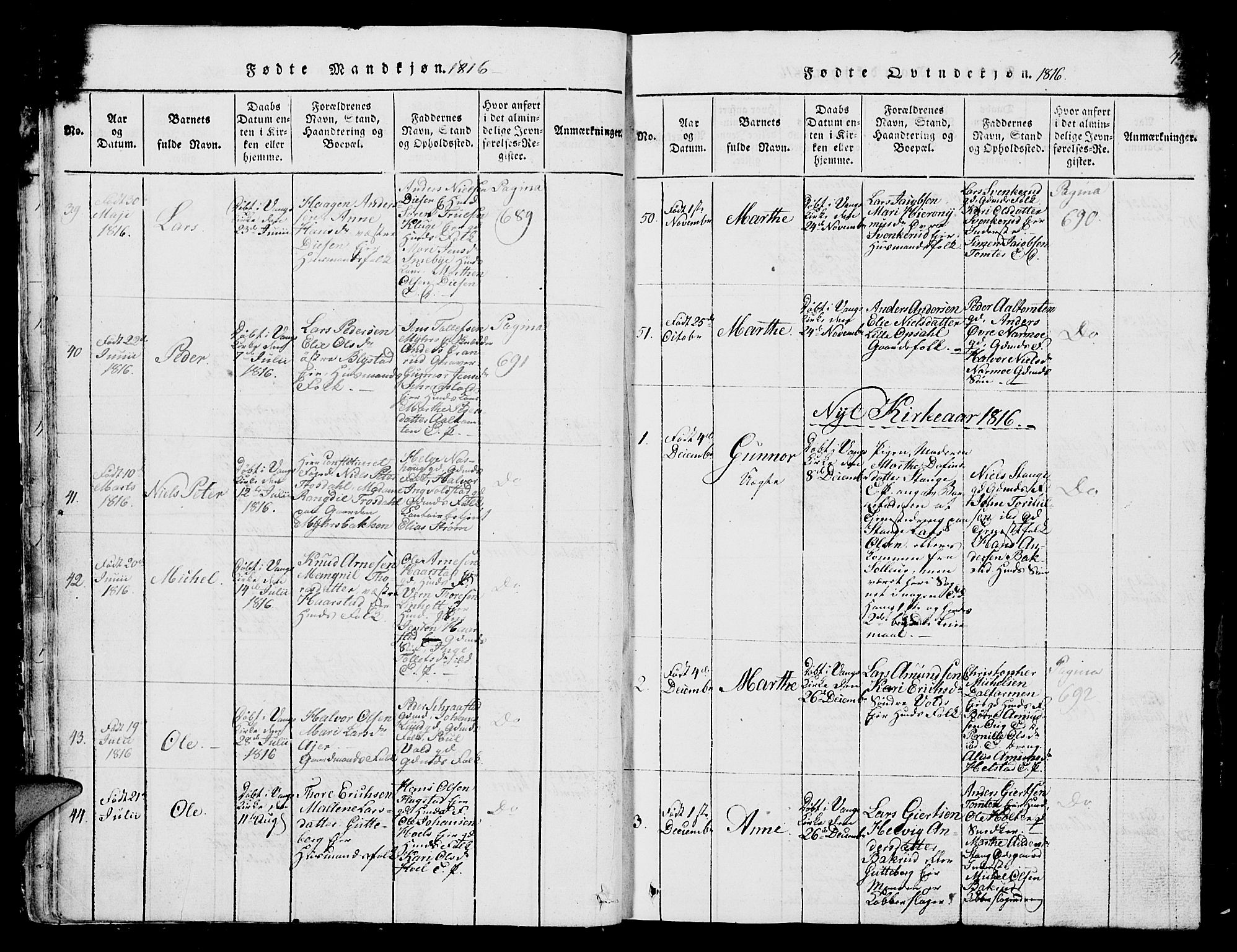 Vang prestekontor, Hedmark, SAH/PREST-008/H/Ha/Hab/L0004: Parish register (copy) no. 4, 1813-1827, p. 43-44