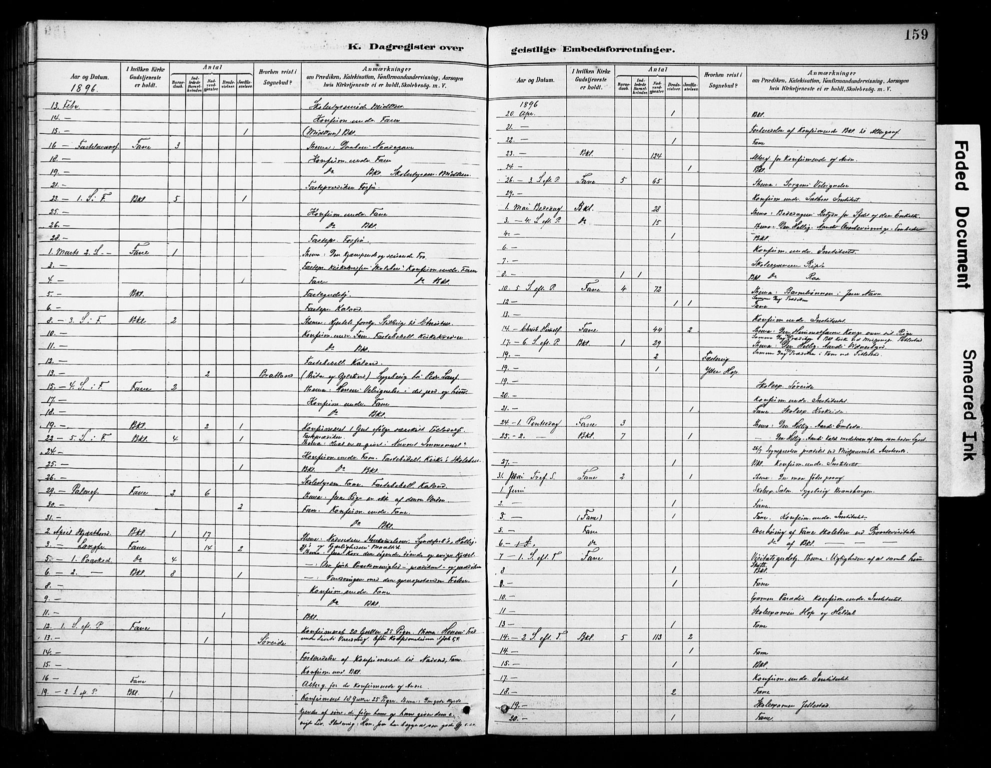 Fana Sokneprestembete, AV/SAB-A-75101/H/Haa/Haab/L0002: Parish register (official) no. B 2, 1890-1897, p. 159