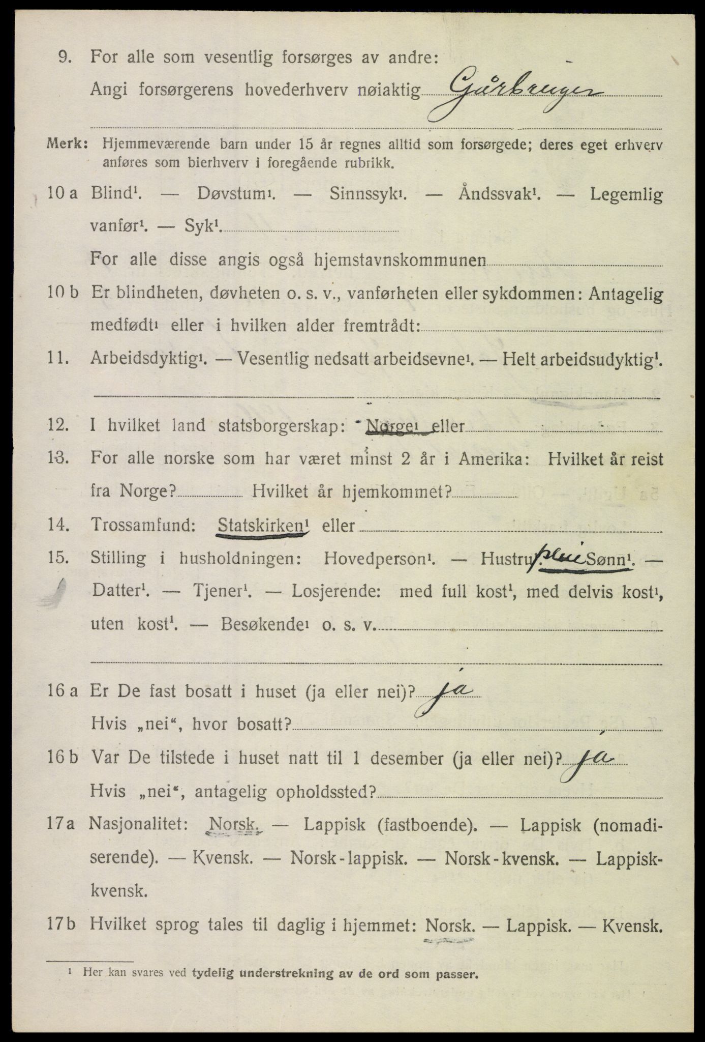 SAT, 1920 census for Evenes, 1920, p. 11901