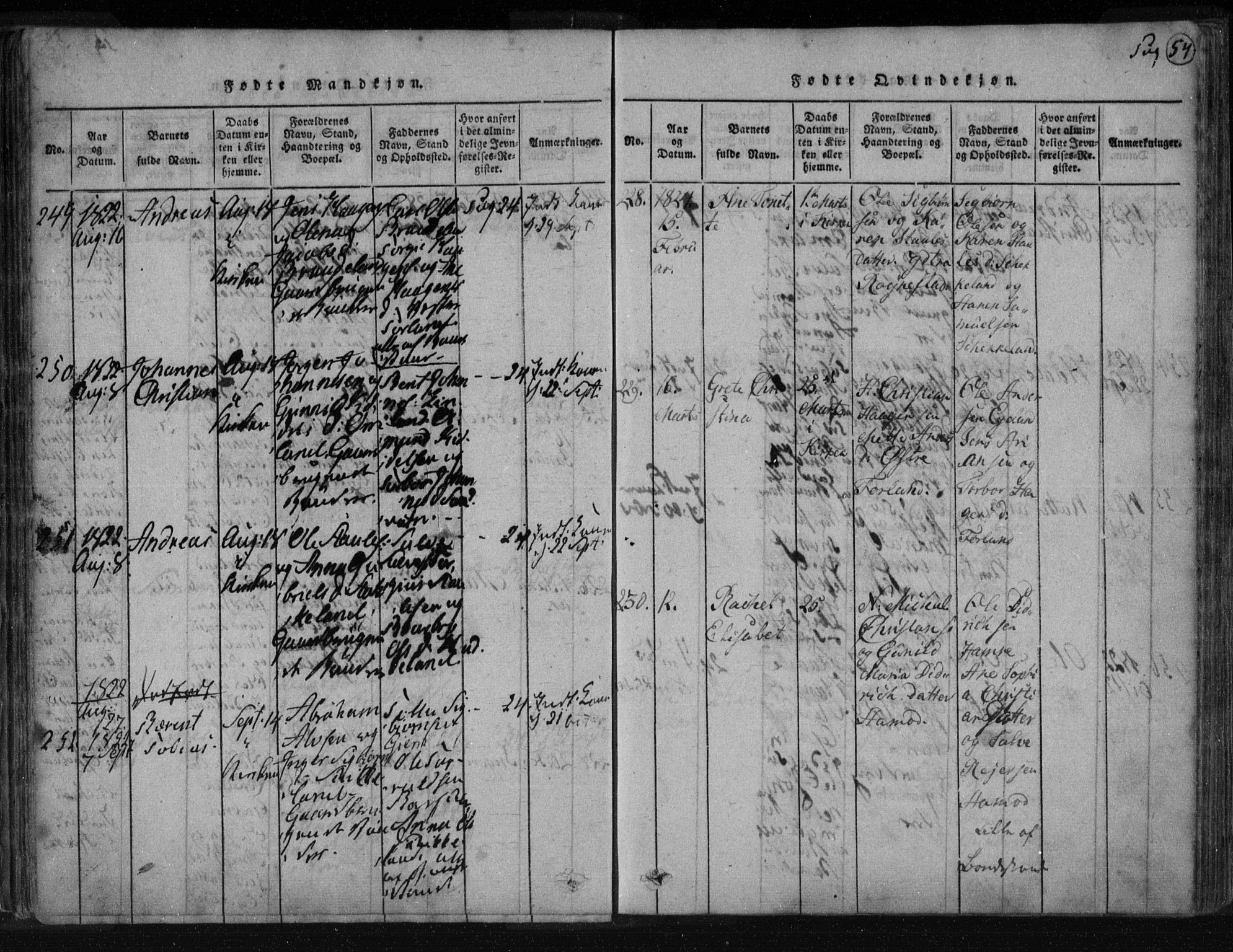 Kvinesdal sokneprestkontor, AV/SAK-1111-0026/F/Fa/Fab/L0003: Parish register (official) no. A 3, 1815-1829, p. 54