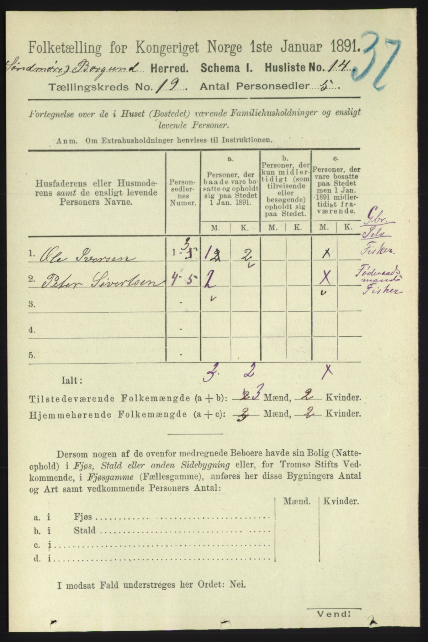 RA, 1891 census for 1531 Borgund, 1891, p. 5956