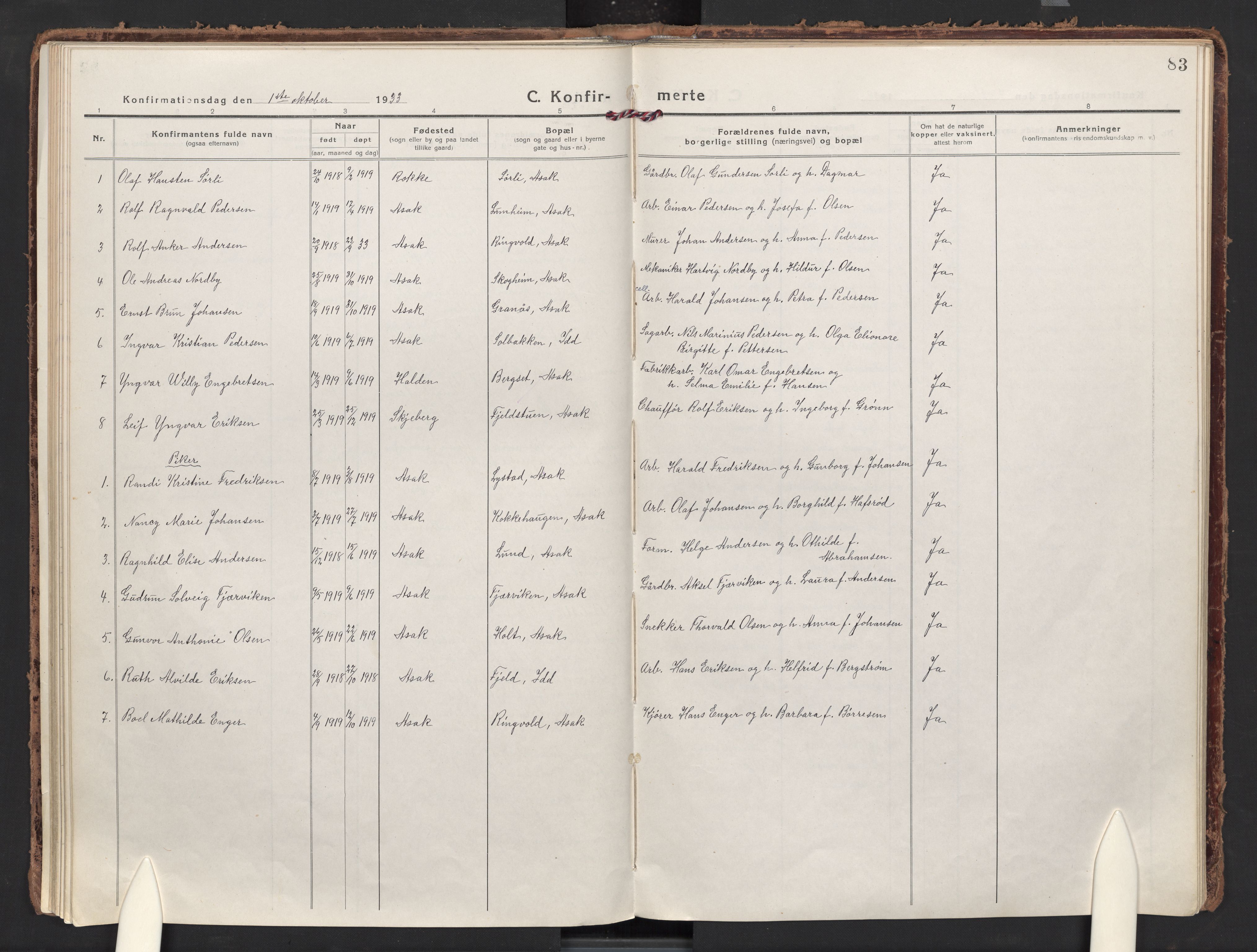 Berg prestekontor Kirkebøker, AV/SAO-A-10902/F/Fb/L0004: Parish register (official) no. II 4, 1919-1935, p. 83