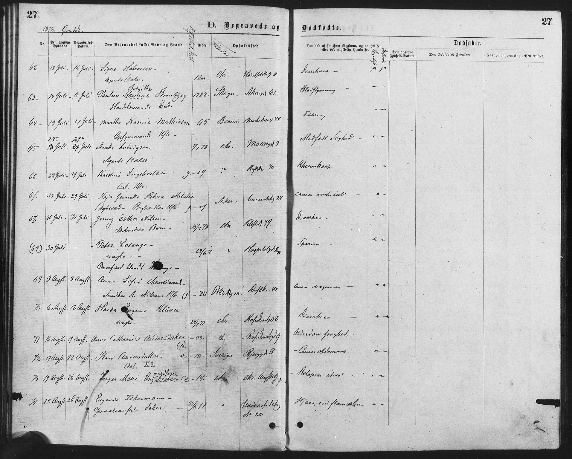 Trefoldighet prestekontor Kirkebøker, SAO/A-10882/F/Fd/L0002: Parish register (official) no. IV 2, 1877-1885, p. 27
