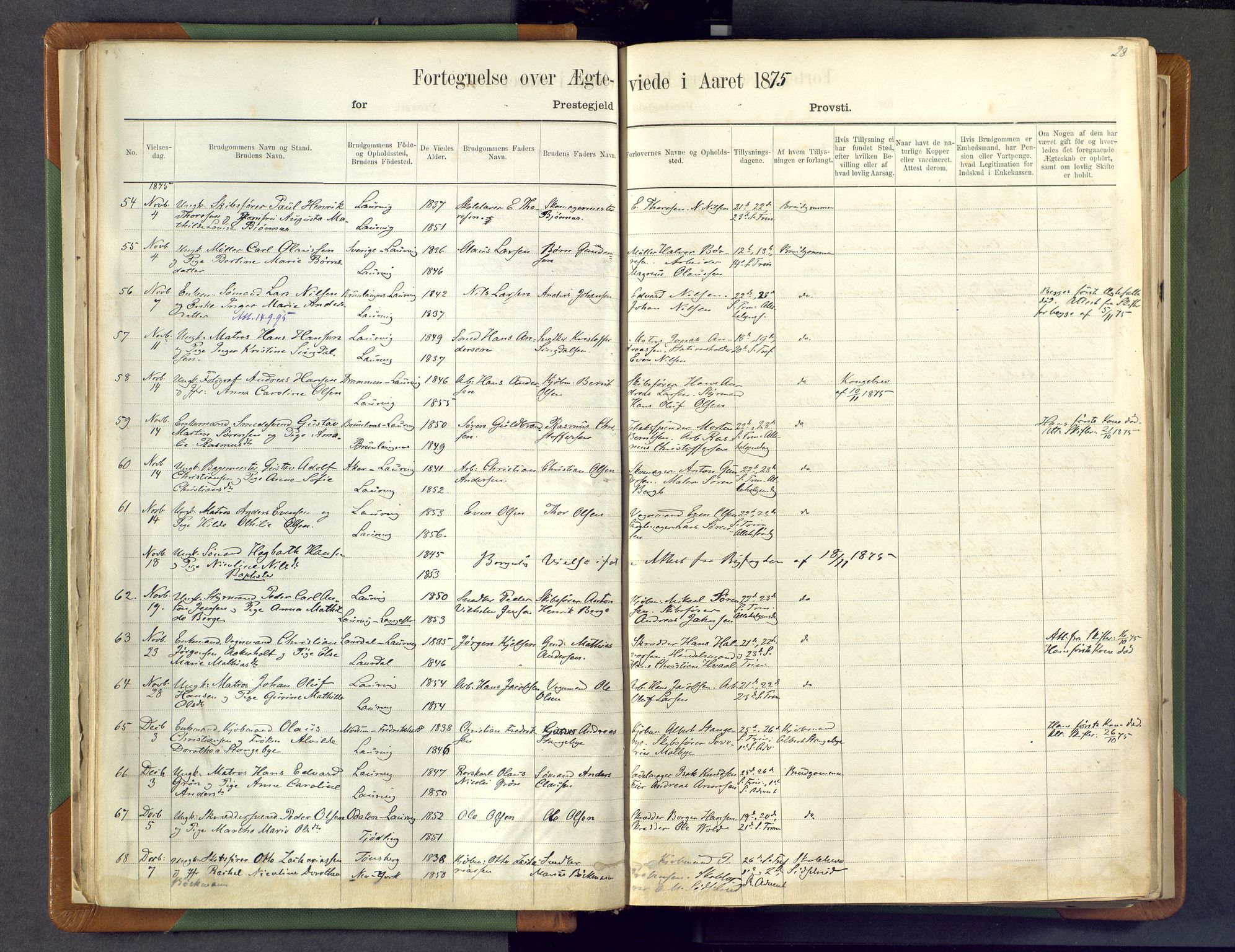 Larvik kirkebøker, SAKO/A-352/F/Fa/L0007: Parish register (official) no. I 7, 1871-1883, p. 28