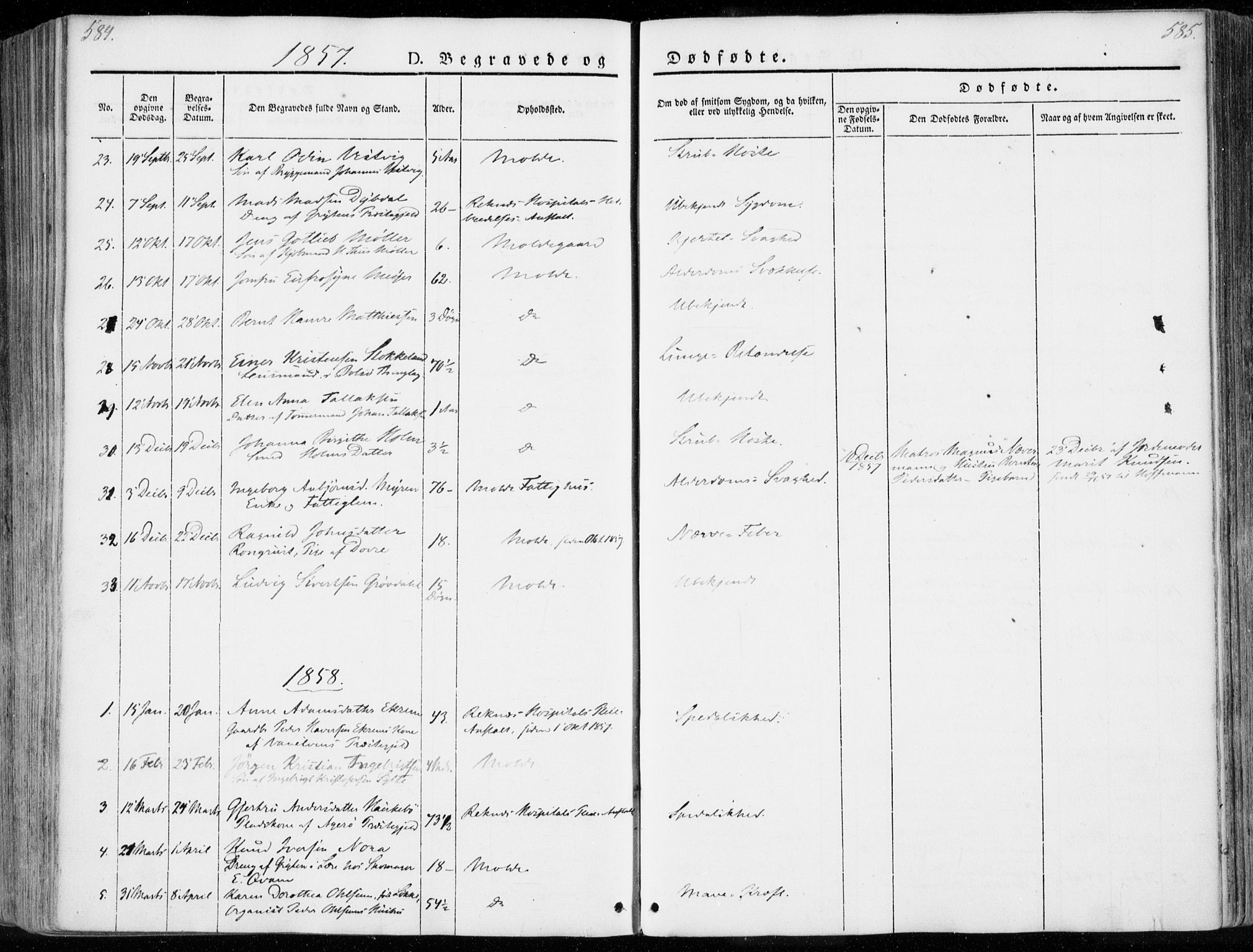 Ministerialprotokoller, klokkerbøker og fødselsregistre - Møre og Romsdal, SAT/A-1454/558/L0689: Parish register (official) no. 558A03, 1843-1872, p. 584-585