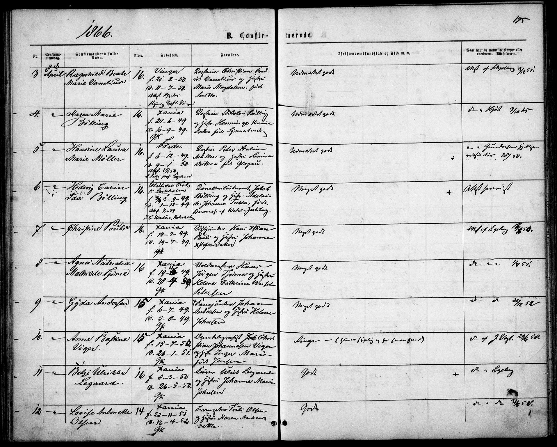 Garnisonsmenigheten Kirkebøker, AV/SAO-A-10846/F/Fa/L0010: Parish register (official) no. 10, 1859-1869, p. 175