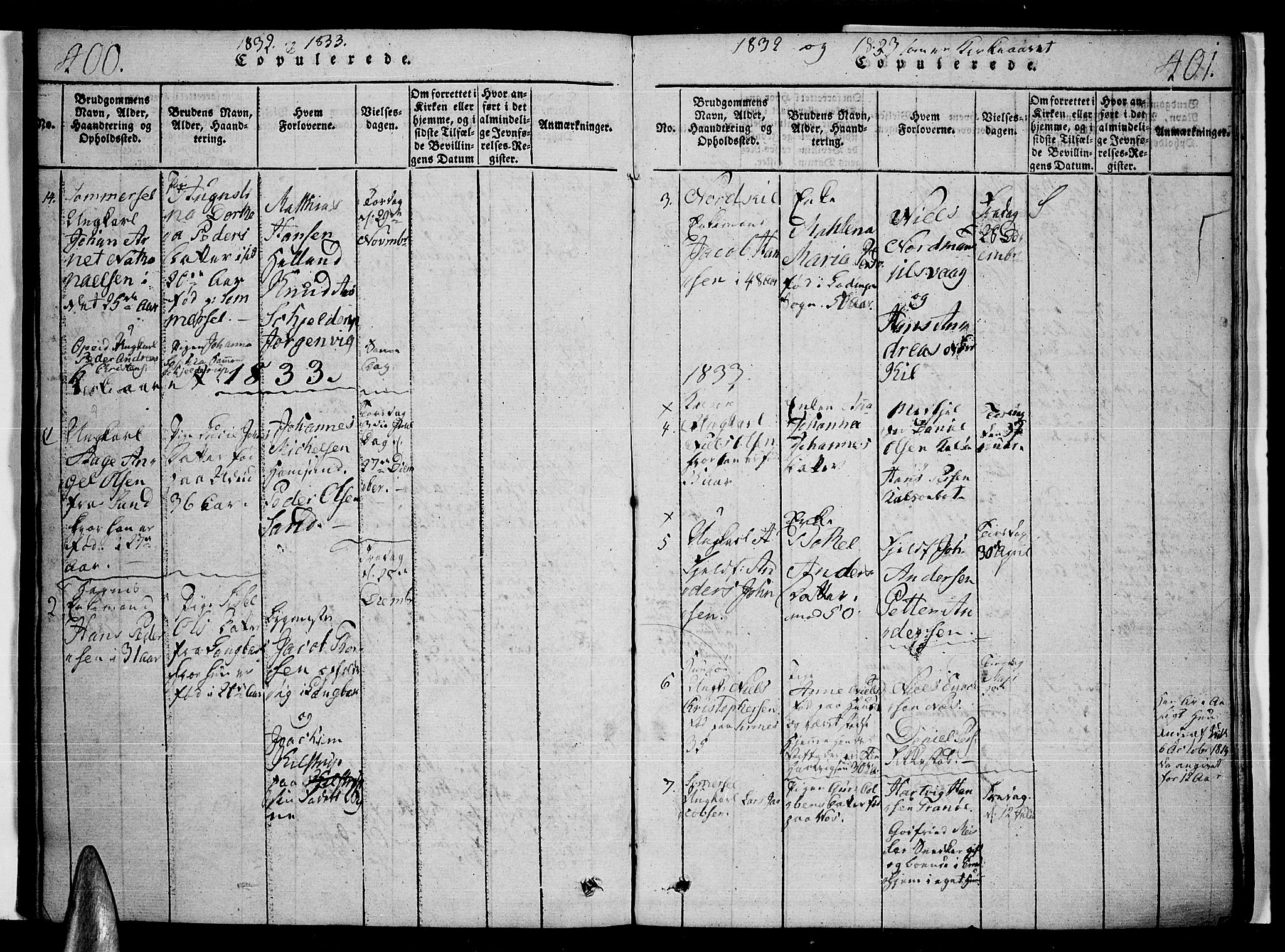 Ministerialprotokoller, klokkerbøker og fødselsregistre - Nordland, SAT/A-1459/859/L0842: Parish register (official) no. 859A02, 1821-1839, p. 400-401