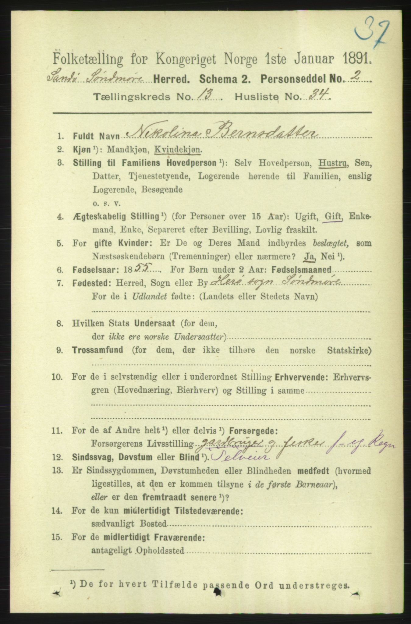RA, 1891 census for 1514 Sande, 1891, p. 2667