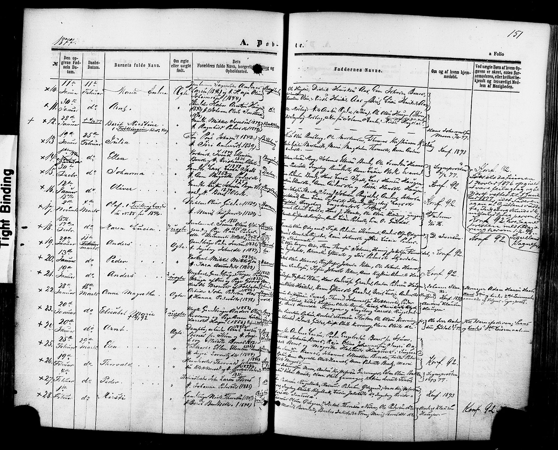 Ministerialprotokoller, klokkerbøker og fødselsregistre - Sør-Trøndelag, SAT/A-1456/681/L0932: Parish register (official) no. 681A10, 1860-1878, p. 151