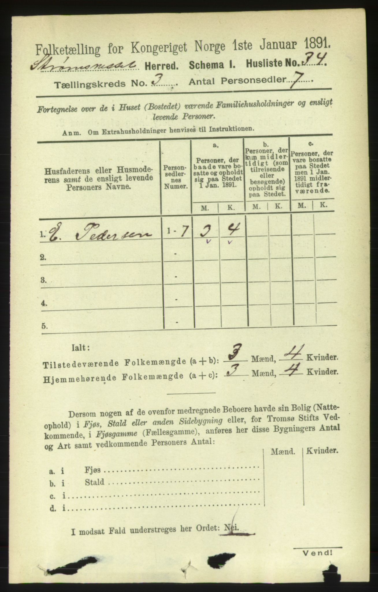 RA, 1891 census for 1559 Straumsnes, 1891, p. 457