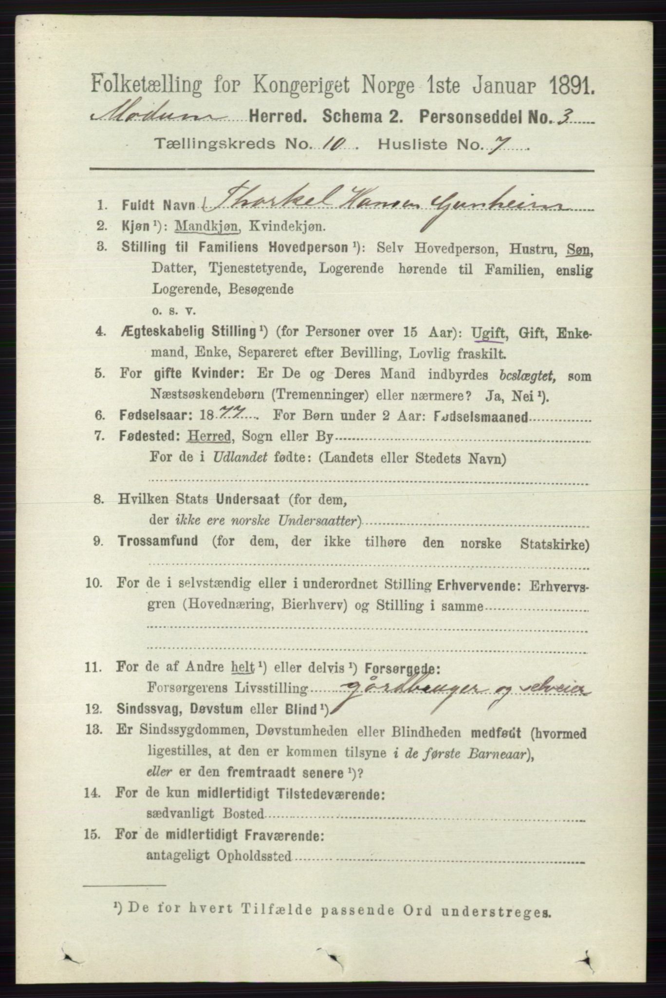 RA, 1891 census for 0623 Modum, 1891, p. 4002
