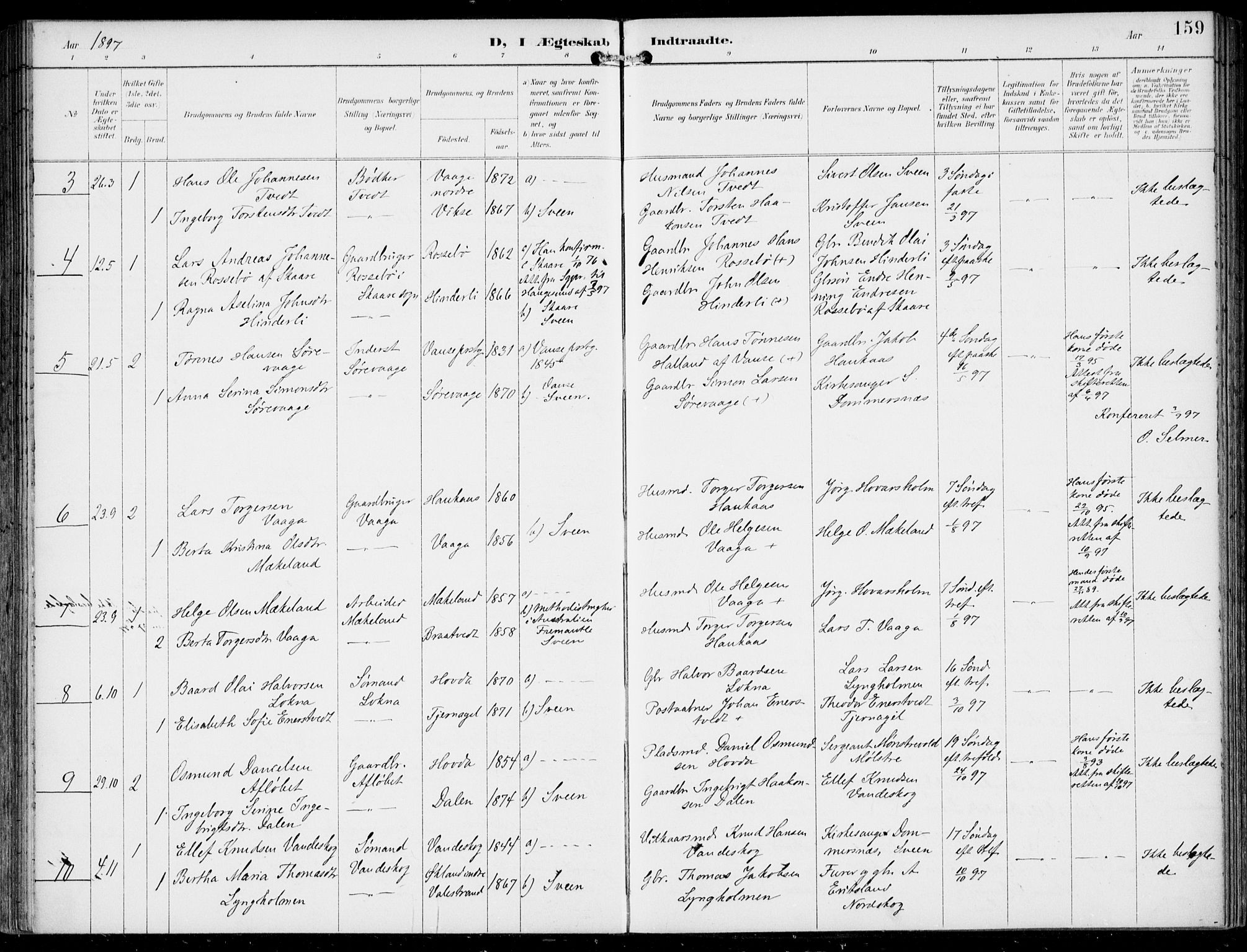 Sveio Sokneprestembete, AV/SAB-A-78501/H/Haa: Parish register (official) no. B  3, 1894-1906, p. 159