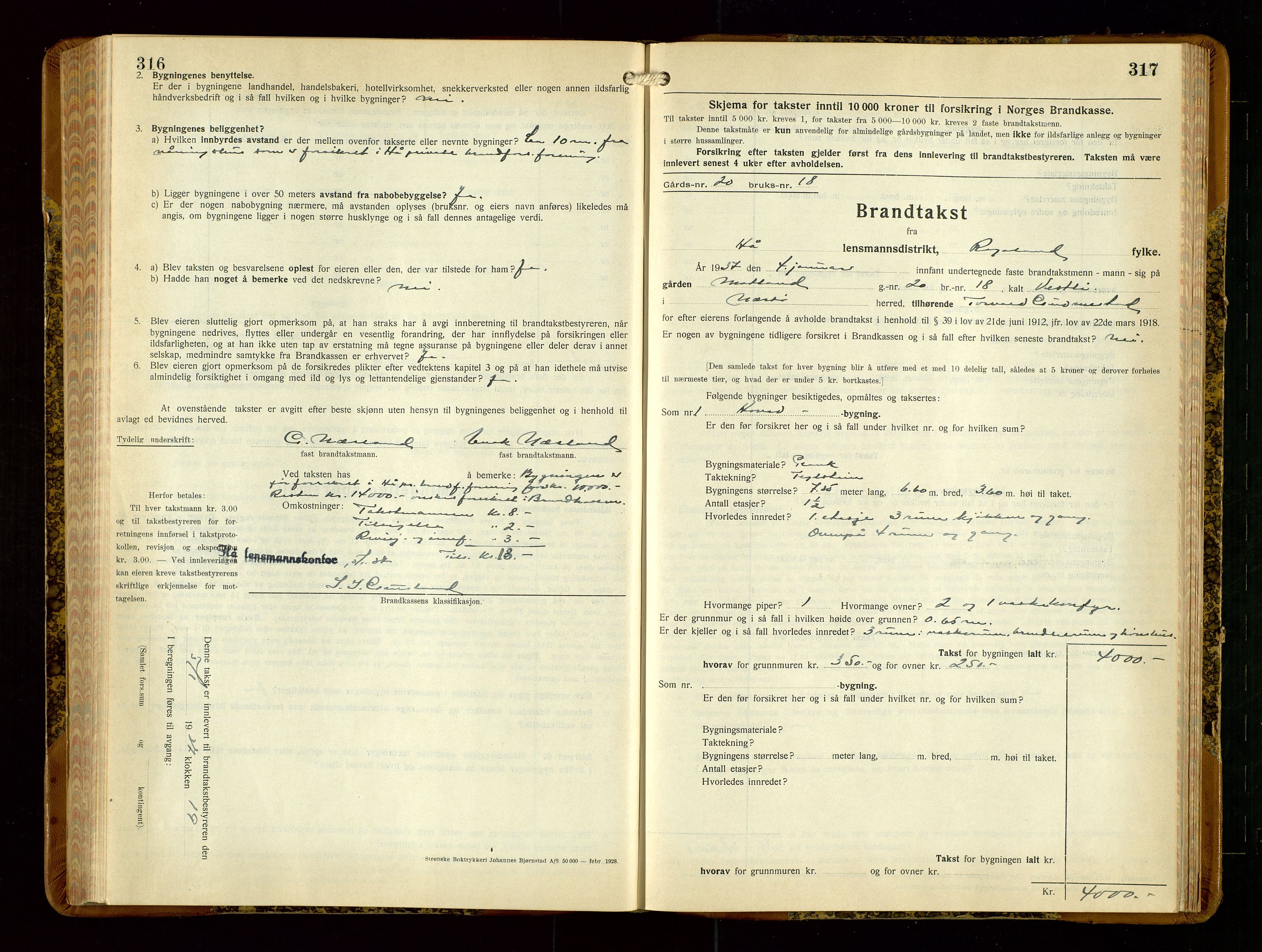 Hå lensmannskontor, AV/SAST-A-100456/Goa/L0006: Takstprotokoll (skjema), 1932-1938, p. 316-317