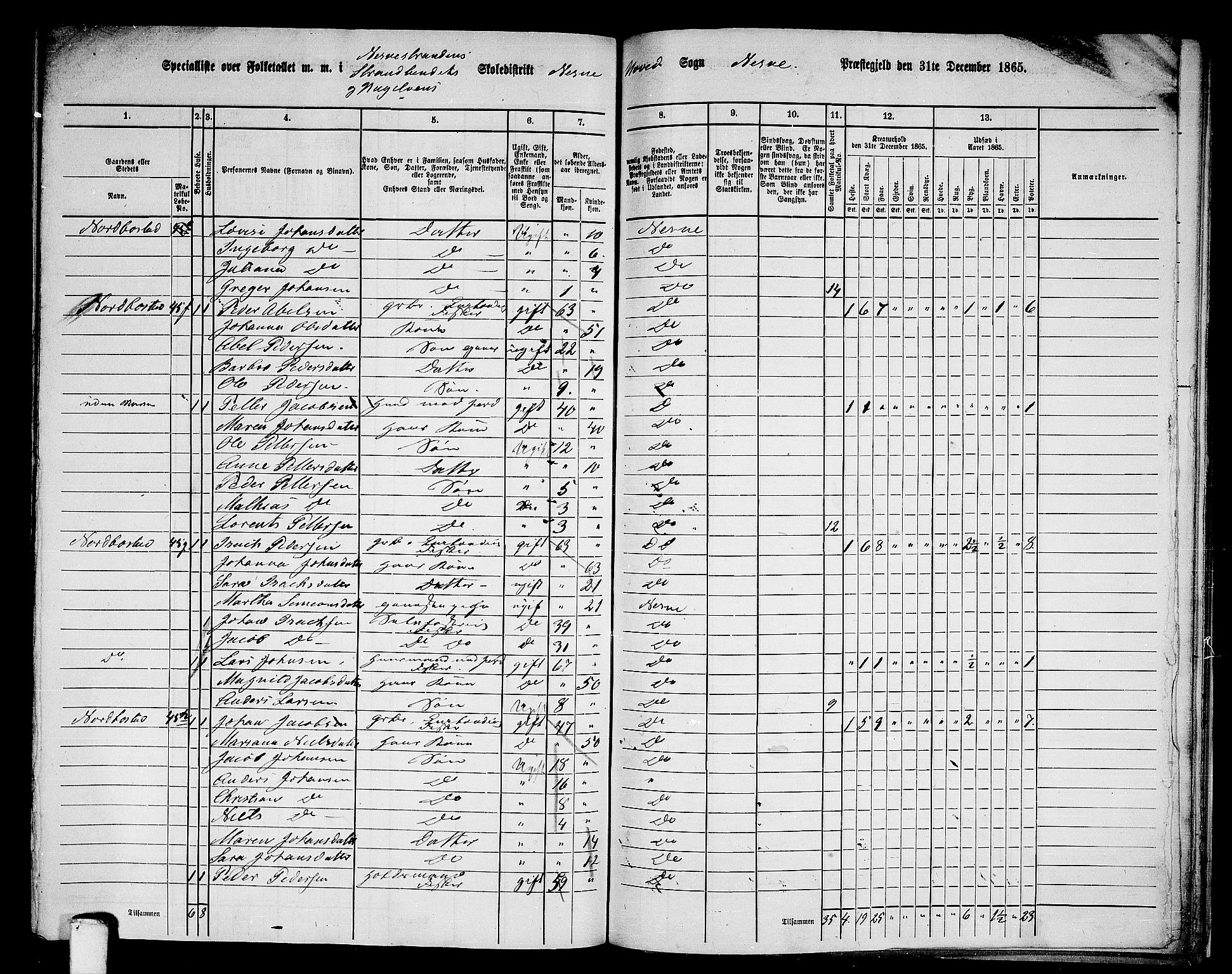 RA, 1865 census for Nesna, 1865, p. 144