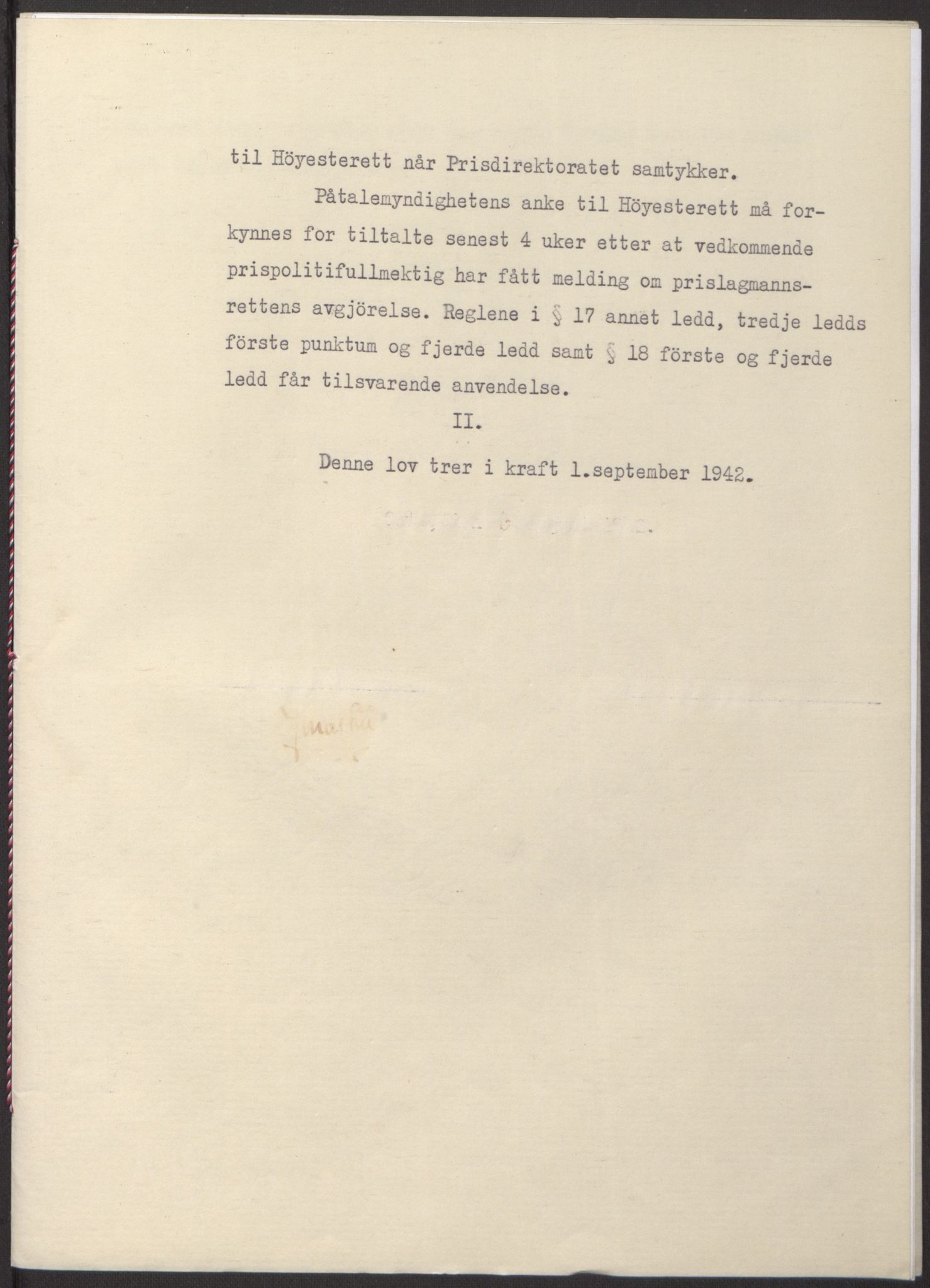 NS-administrasjonen 1940-1945 (Statsrådsekretariatet, de kommisariske statsråder mm), RA/S-4279/D/Db/L0098: Lover II, 1942, p. 264