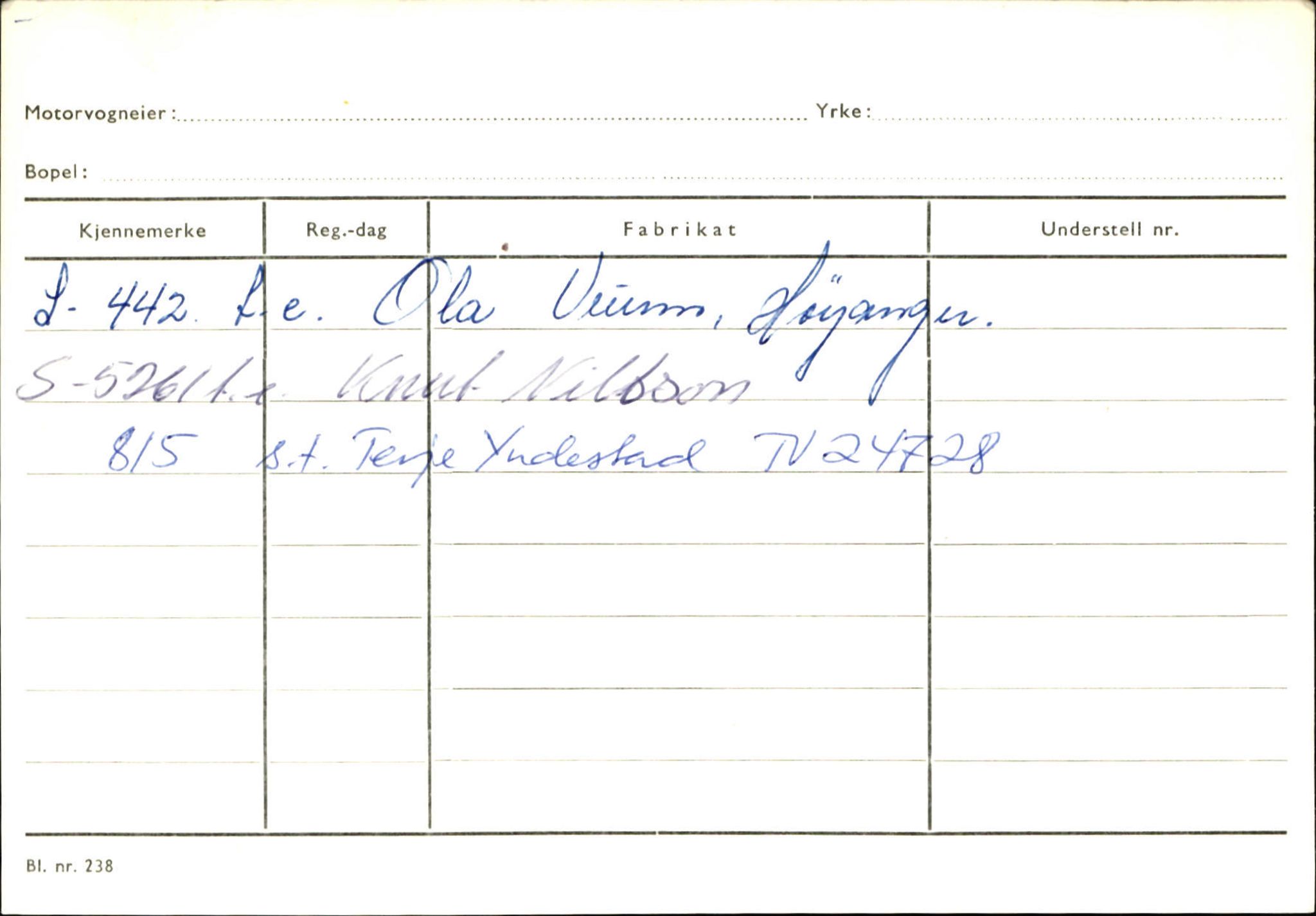 Statens vegvesen, Sogn og Fjordane vegkontor, SAB/A-5301/4/F/L0130: Eigarregister Eid T-Å. Høyanger A-O, 1945-1975, p. 1829