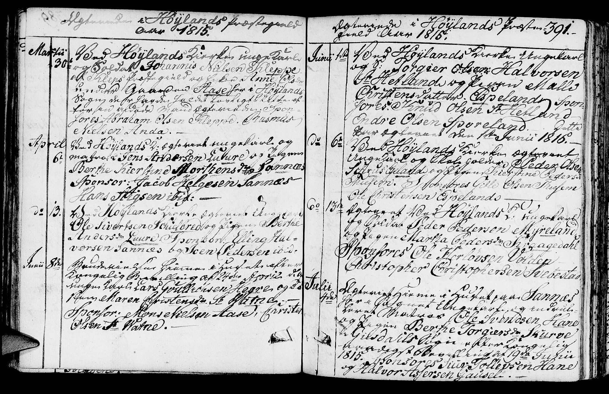 Høyland sokneprestkontor, SAST/A-101799/001/30BA/L0005: Parish register (official) no. A 5, 1804-1815, p. 391