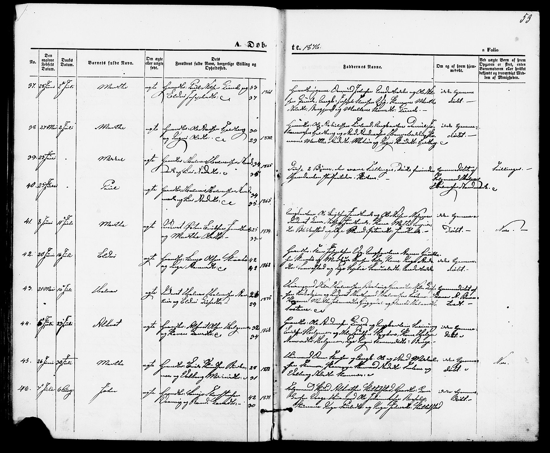 Suldal sokneprestkontor, AV/SAST-A-101845/01/IV/L0010: Parish register (official) no. A 10, 1869-1878, p. 53