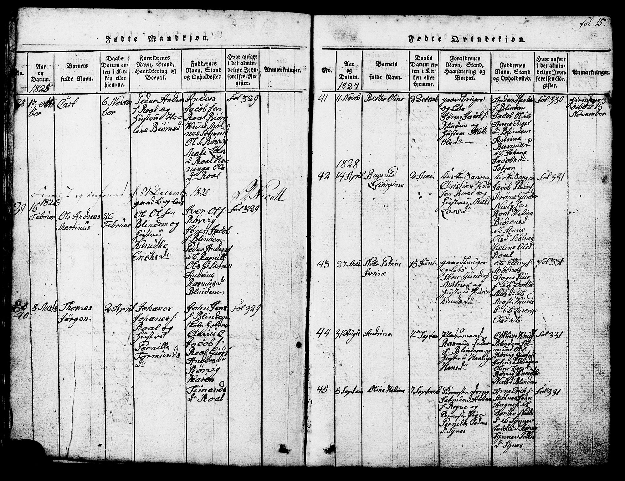 Ministerialprotokoller, klokkerbøker og fødselsregistre - Møre og Romsdal, SAT/A-1454/537/L0520: Parish register (copy) no. 537C01, 1819-1868, p. 15