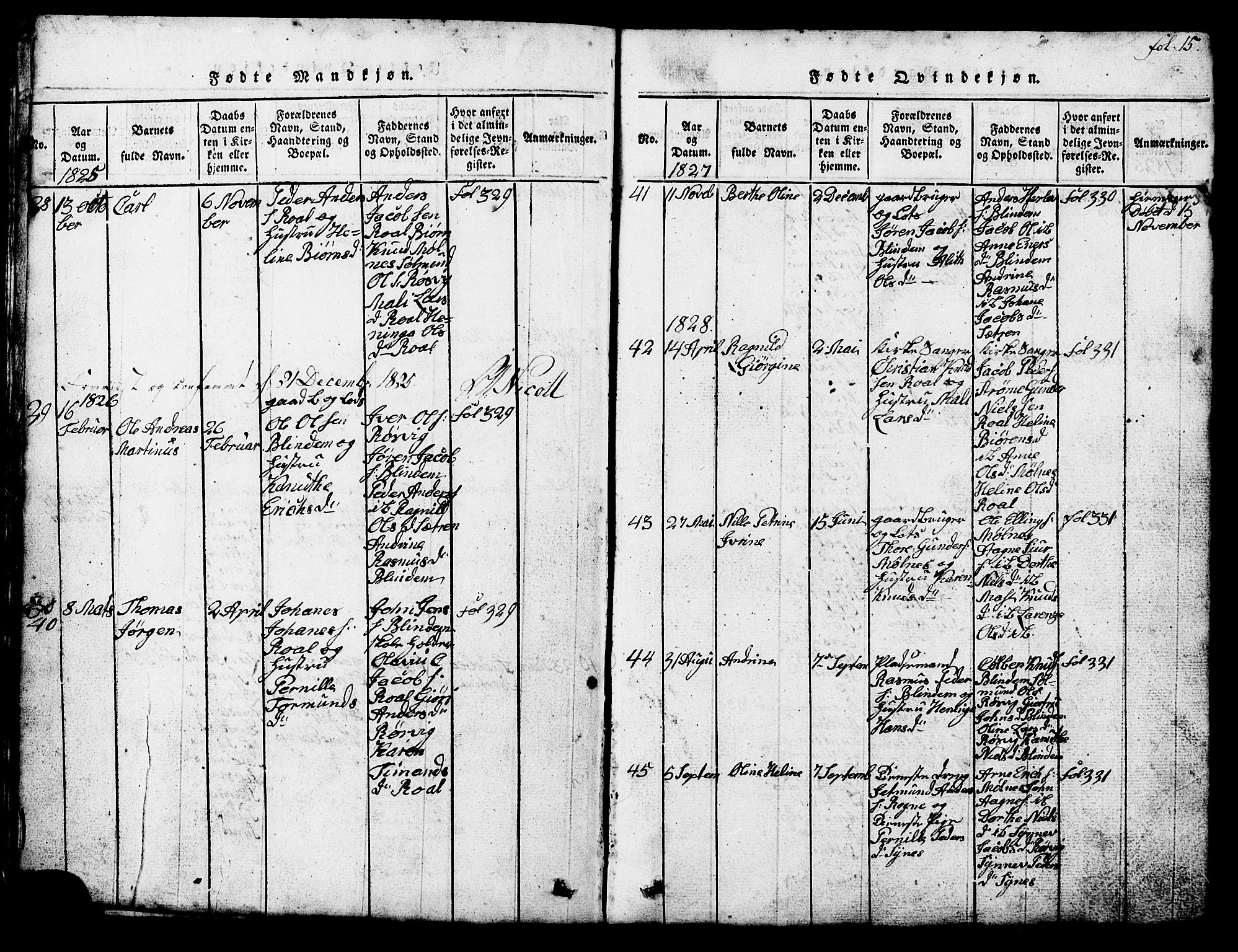 Ministerialprotokoller, klokkerbøker og fødselsregistre - Møre og Romsdal, AV/SAT-A-1454/537/L0520: Parish register (copy) no. 537C01, 1819-1868, p. 15