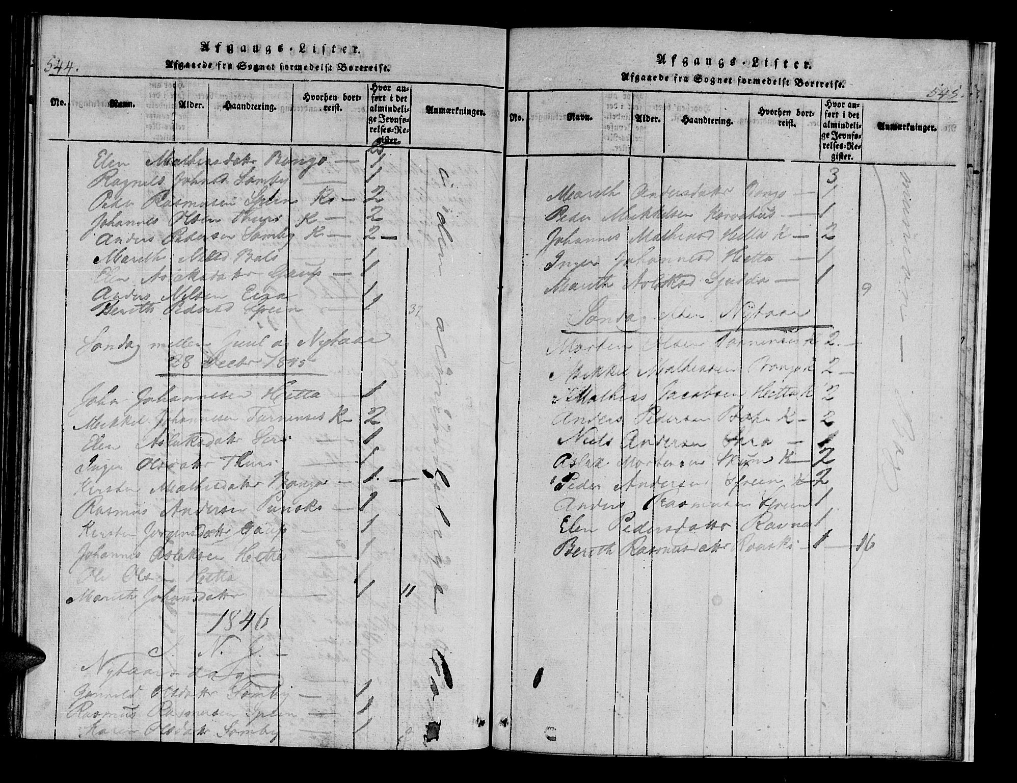 Kistrand/Porsanger sokneprestembete, AV/SATØ-S-1351/H/Hb/L0001.klokk: Parish register (copy) no. 1, 1821-1829, p. 544-545