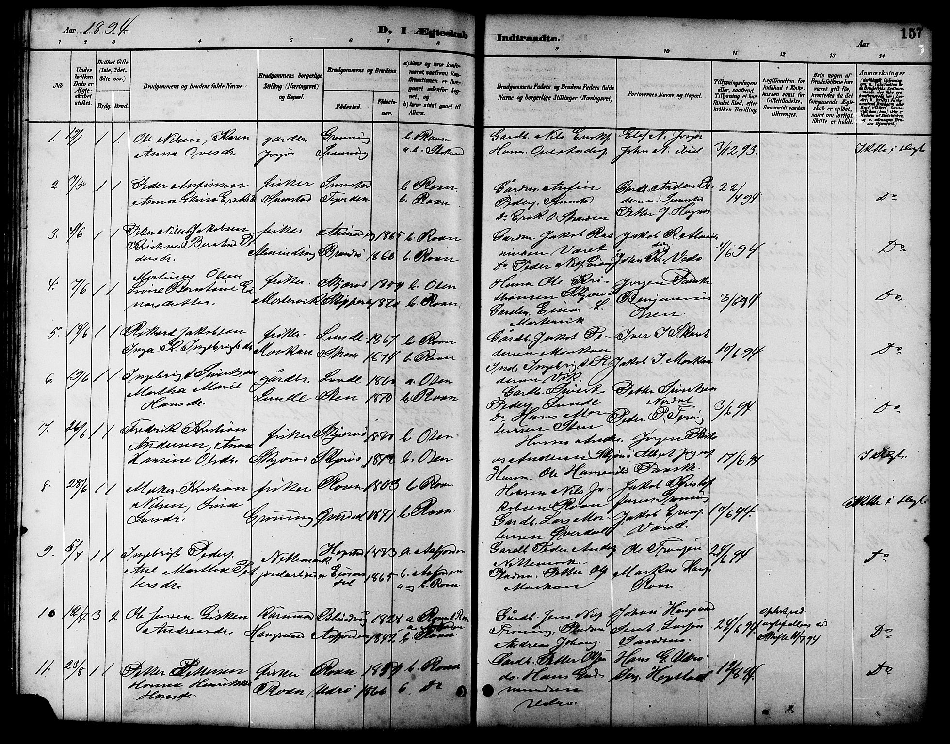 Ministerialprotokoller, klokkerbøker og fødselsregistre - Sør-Trøndelag, SAT/A-1456/657/L0716: Parish register (copy) no. 657C03, 1889-1904, p. 157