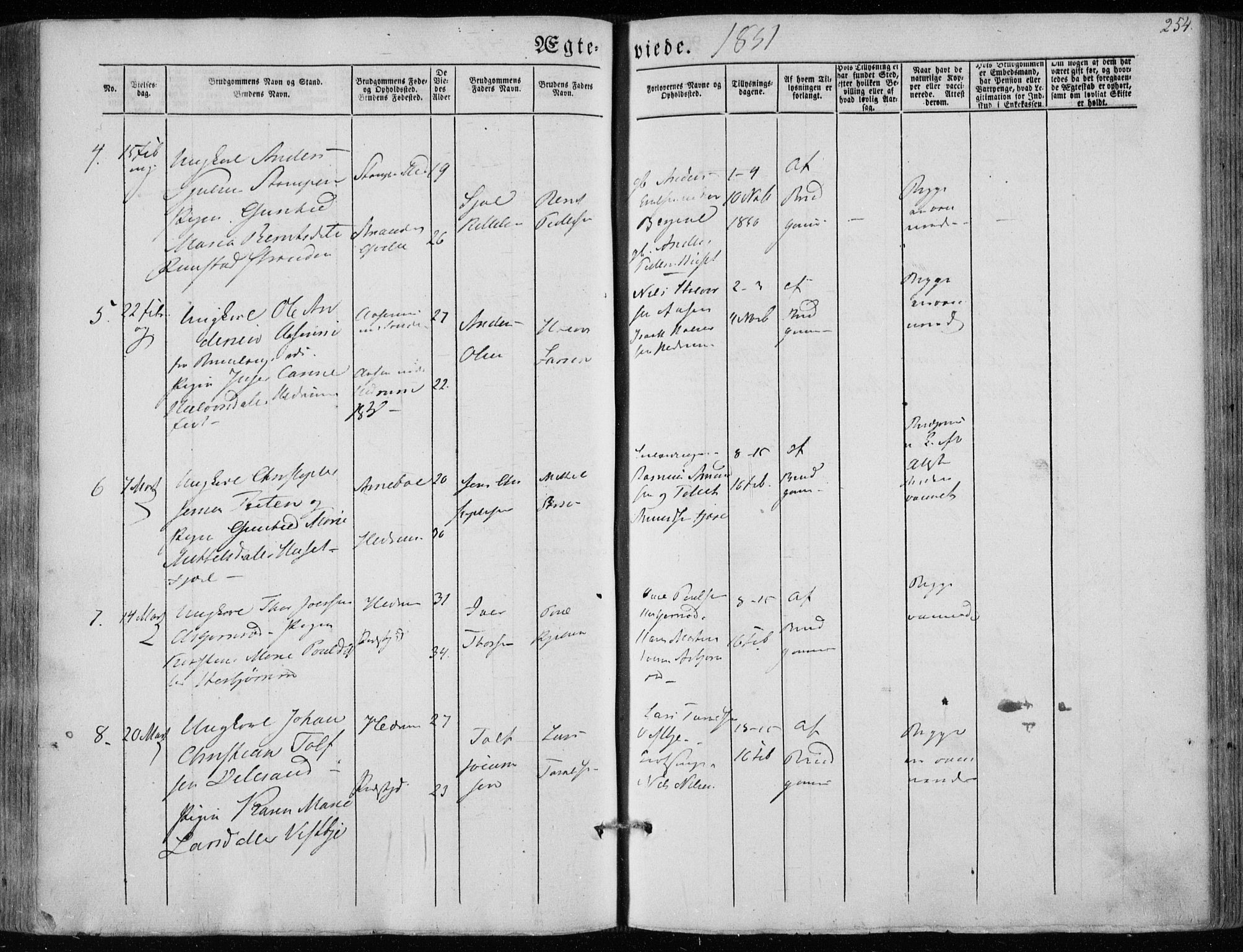 Hedrum kirkebøker, AV/SAKO-A-344/F/Fa/L0006: Parish register (official) no. I 6, 1849-1857, p. 254