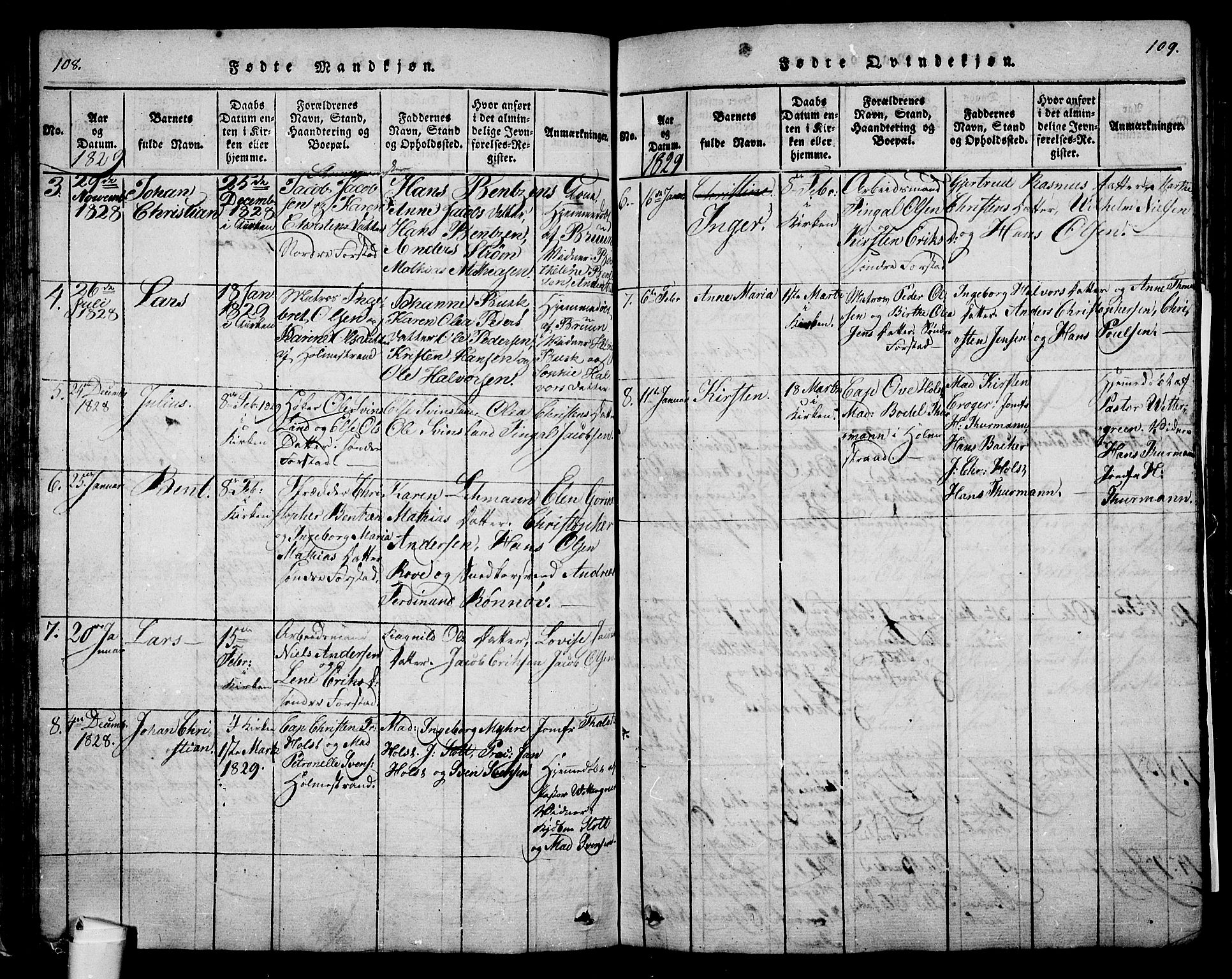 Holmestrand kirkebøker, SAKO/A-346/G/Ga/L0001: Parish register (copy) no. 1, 1814-1848, p. 108-109