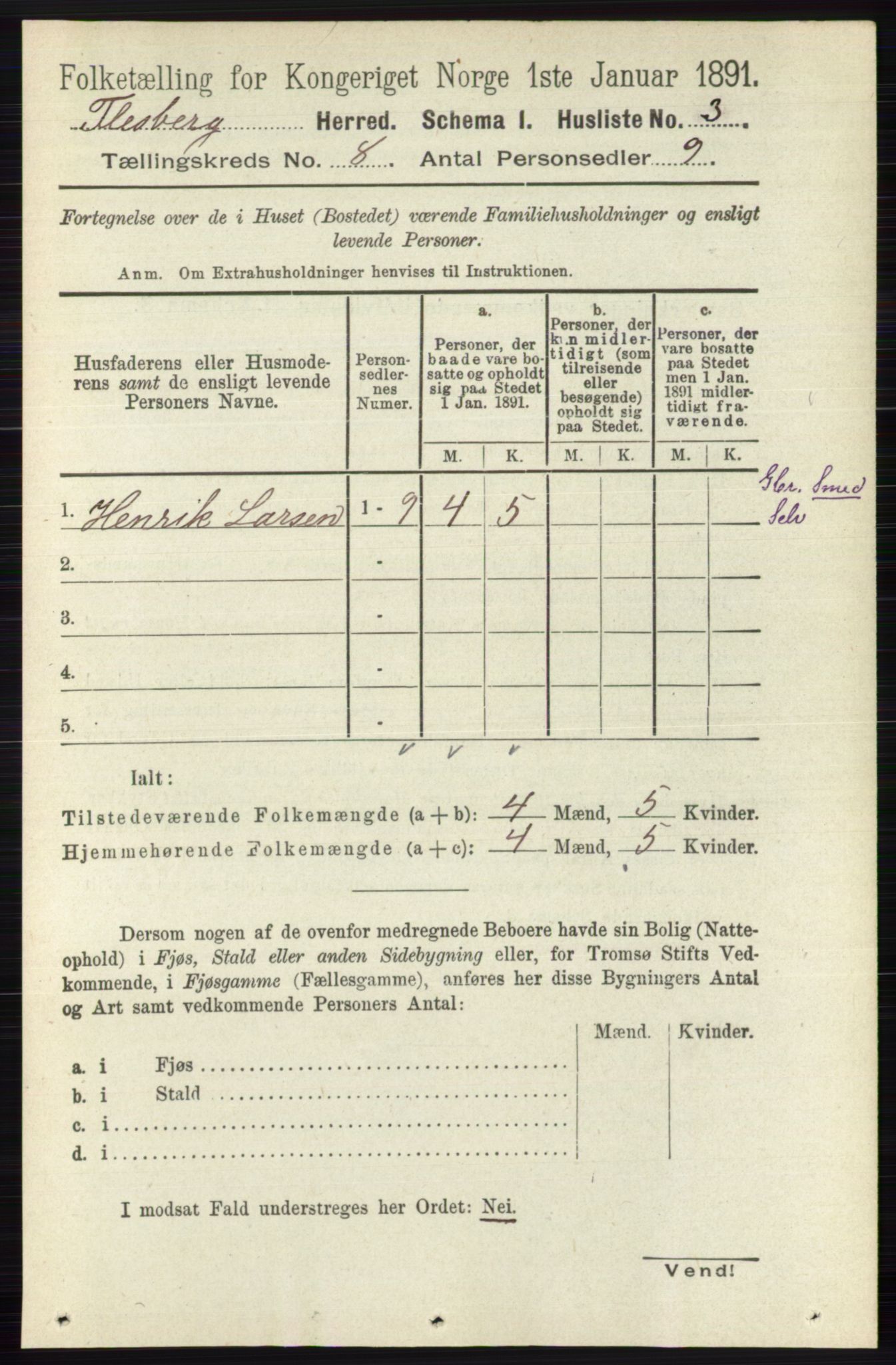 RA, 1891 census for 0631 Flesberg, 1891, p. 1338