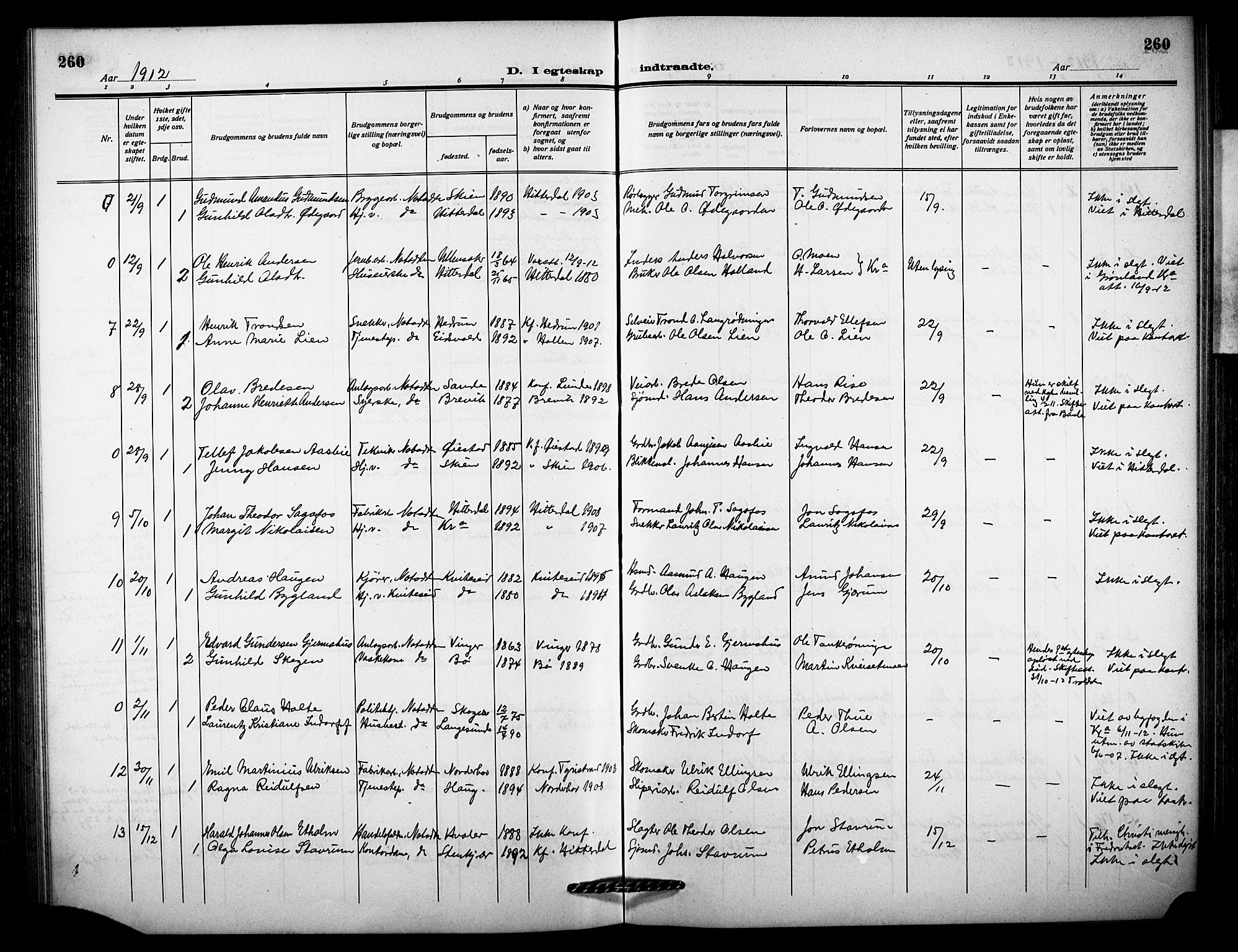 Notodden kirkebøker, AV/SAKO-A-290/G/Ga/L0001: Parish register (copy) no. 1, 1912-1923, p. 260