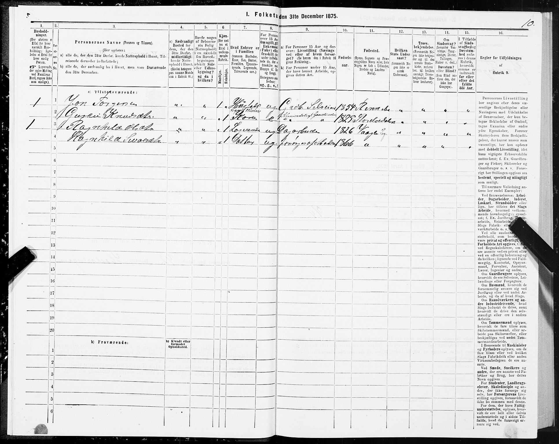 SAT, 1875 census for 1635P Rennebu, 1875, p. 2010