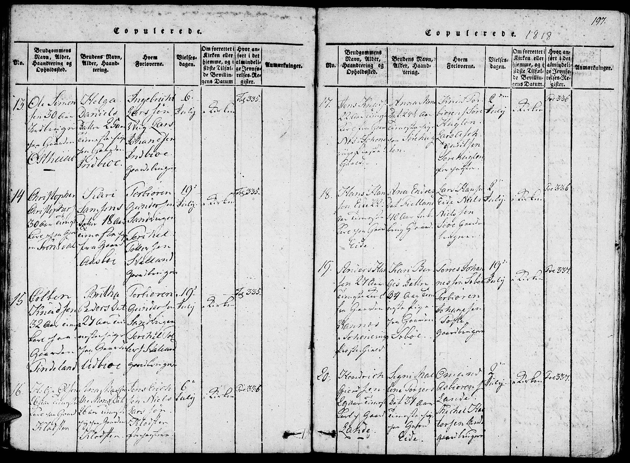 Fjelberg sokneprestembete, AV/SAB-A-75201/H/Haa: Parish register (official) no. A 4, 1816-1822, p. 197