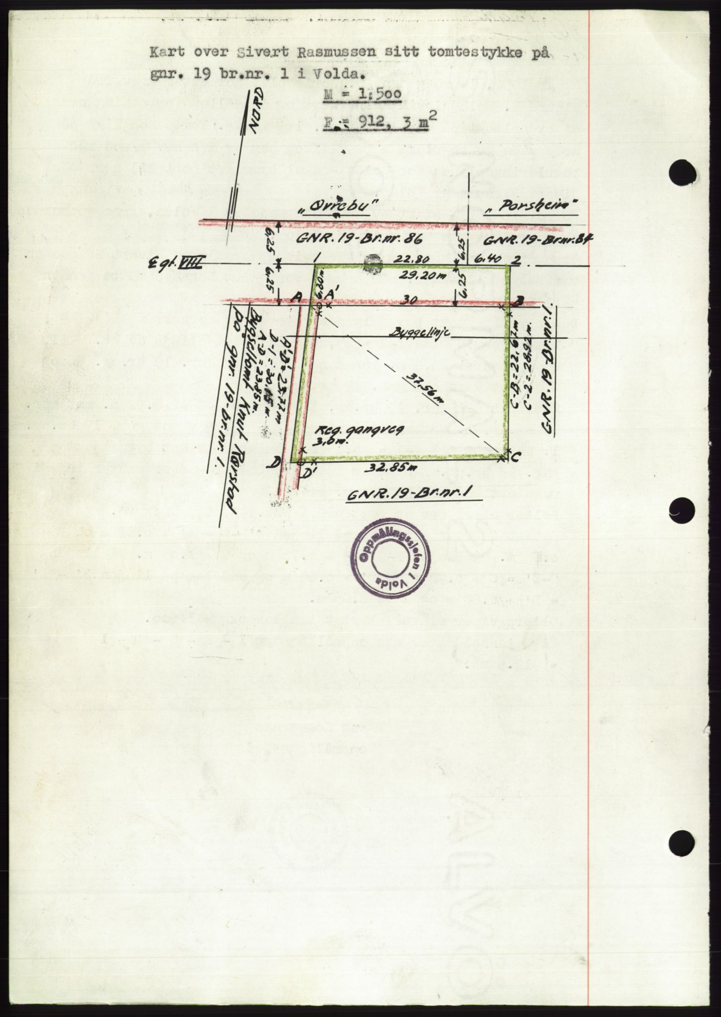 Søre Sunnmøre sorenskriveri, AV/SAT-A-4122/1/2/2C/L0092: Mortgage book no. 18A, 1952-1952, Diary no: : 1294/1952