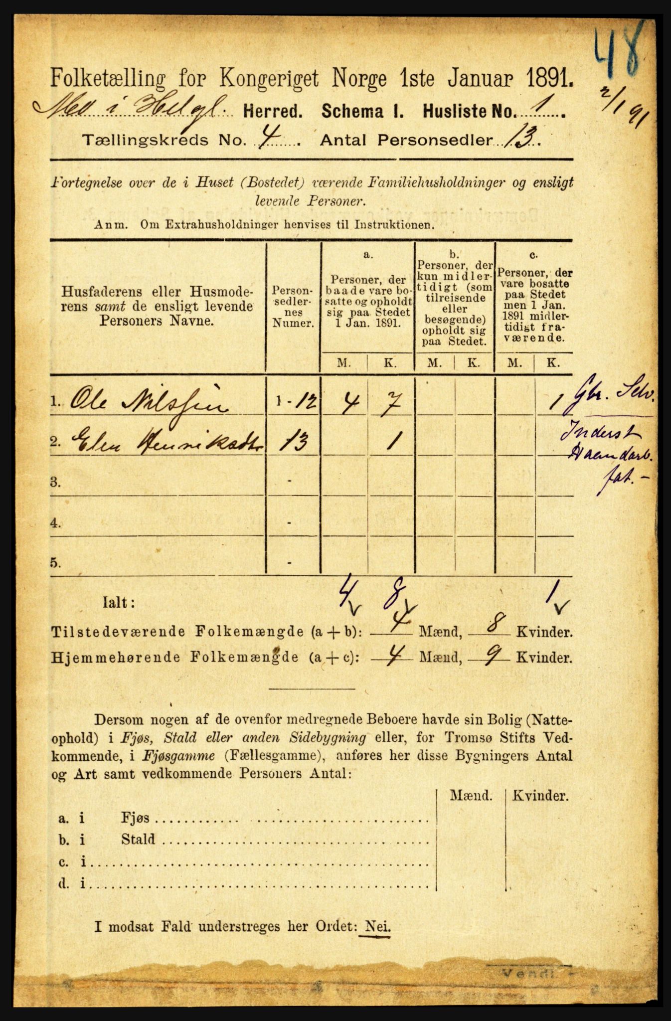 RA, 1891 census for 1833 Mo, 1891, p. 1584